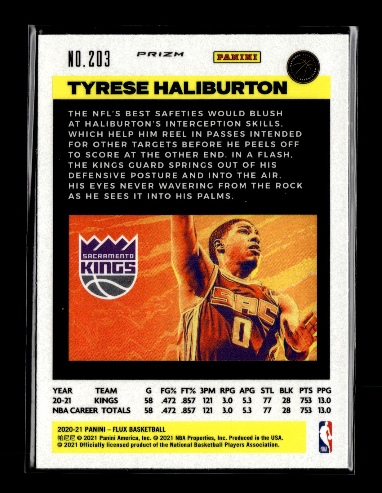 2020-21 Panini Flux Tyrese Haliburton #203 Silver Mojo Sacramento Kings