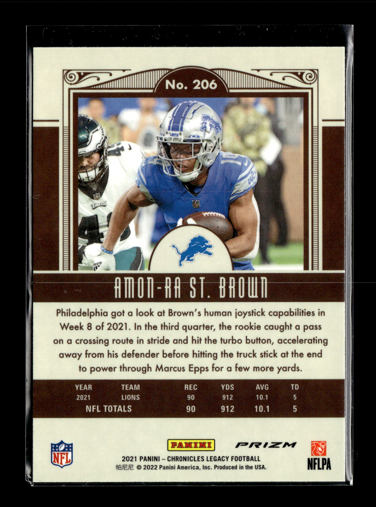 2021 Panini Chronicles Amon-Ra St. Brown #206 Legacy Update Rookies Silver Detroit Lions