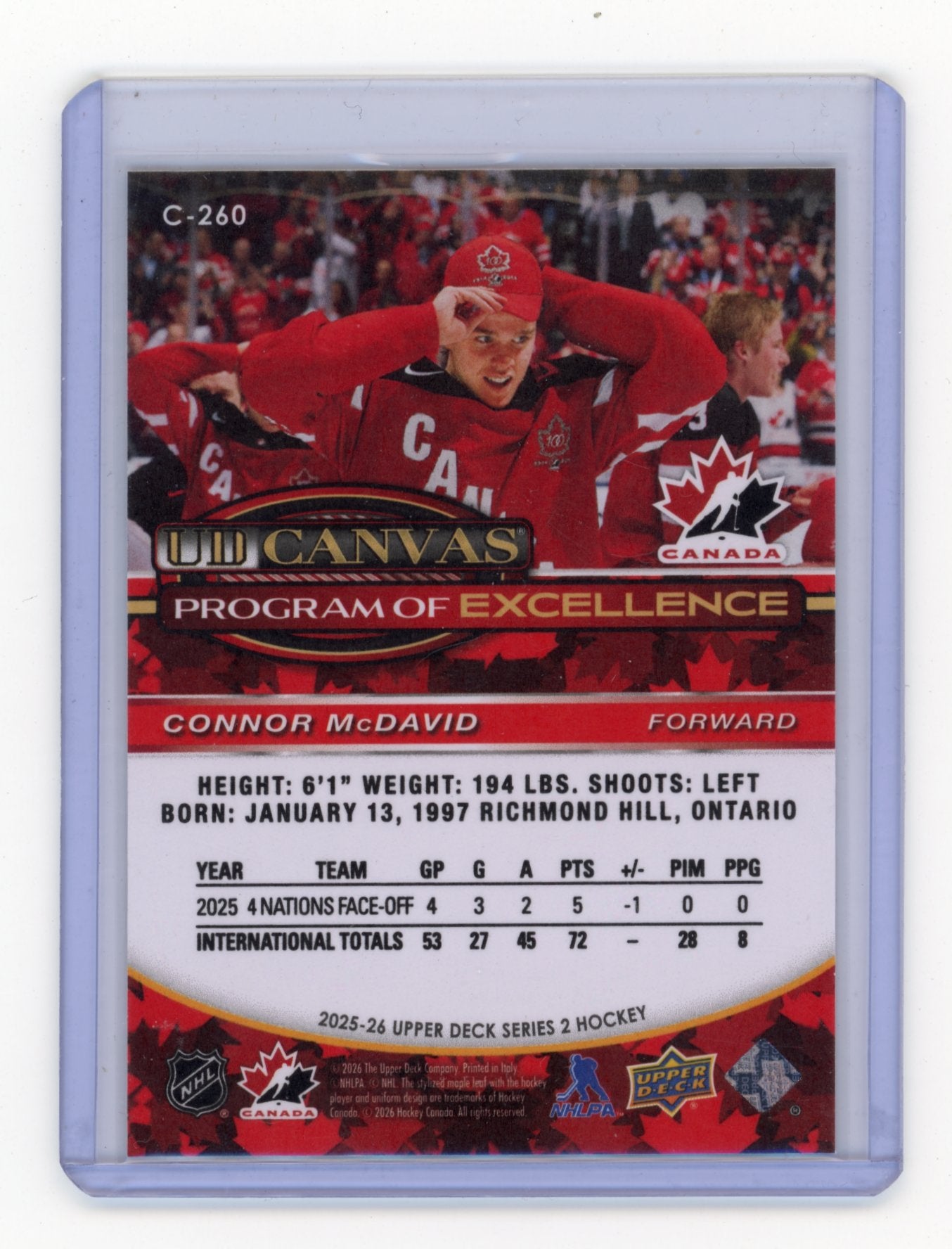 2025-26 Upper Deck Connor McDavid #C-260 UD Canvas Canada