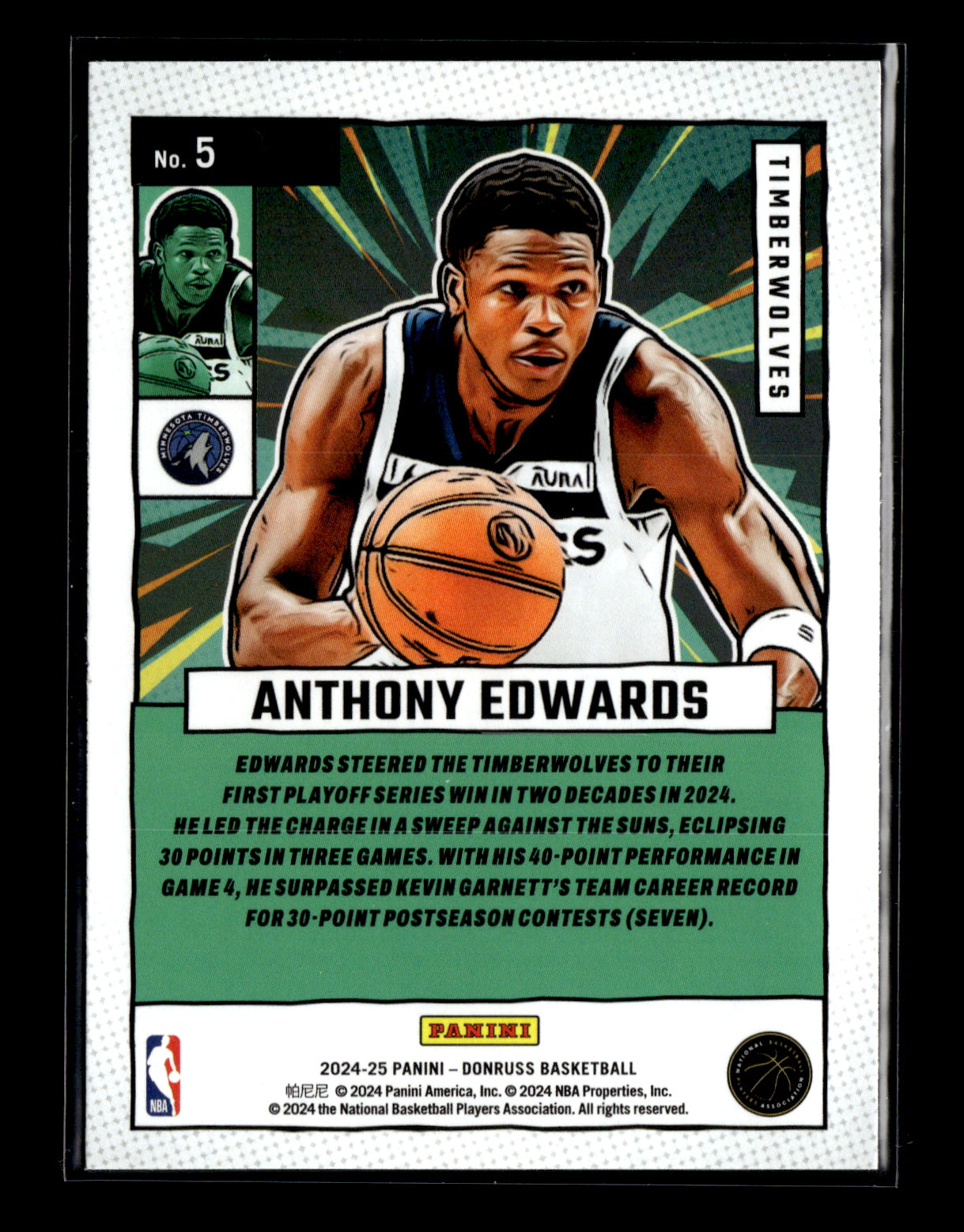 2024-25 Donruss Anthony Edwards #5 Net Marvels Diamond Minnesota Timberwolves