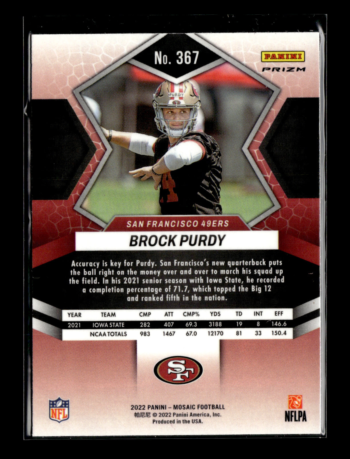 2022 Panini Mosaic Brock Purdy #367 Mosaic Camo Pink San Francisco 49ers