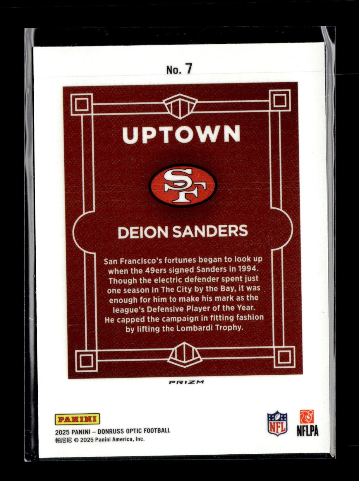 2025 Donruss Optic Deion Sanders #7 Uptown San Francisco 49ers