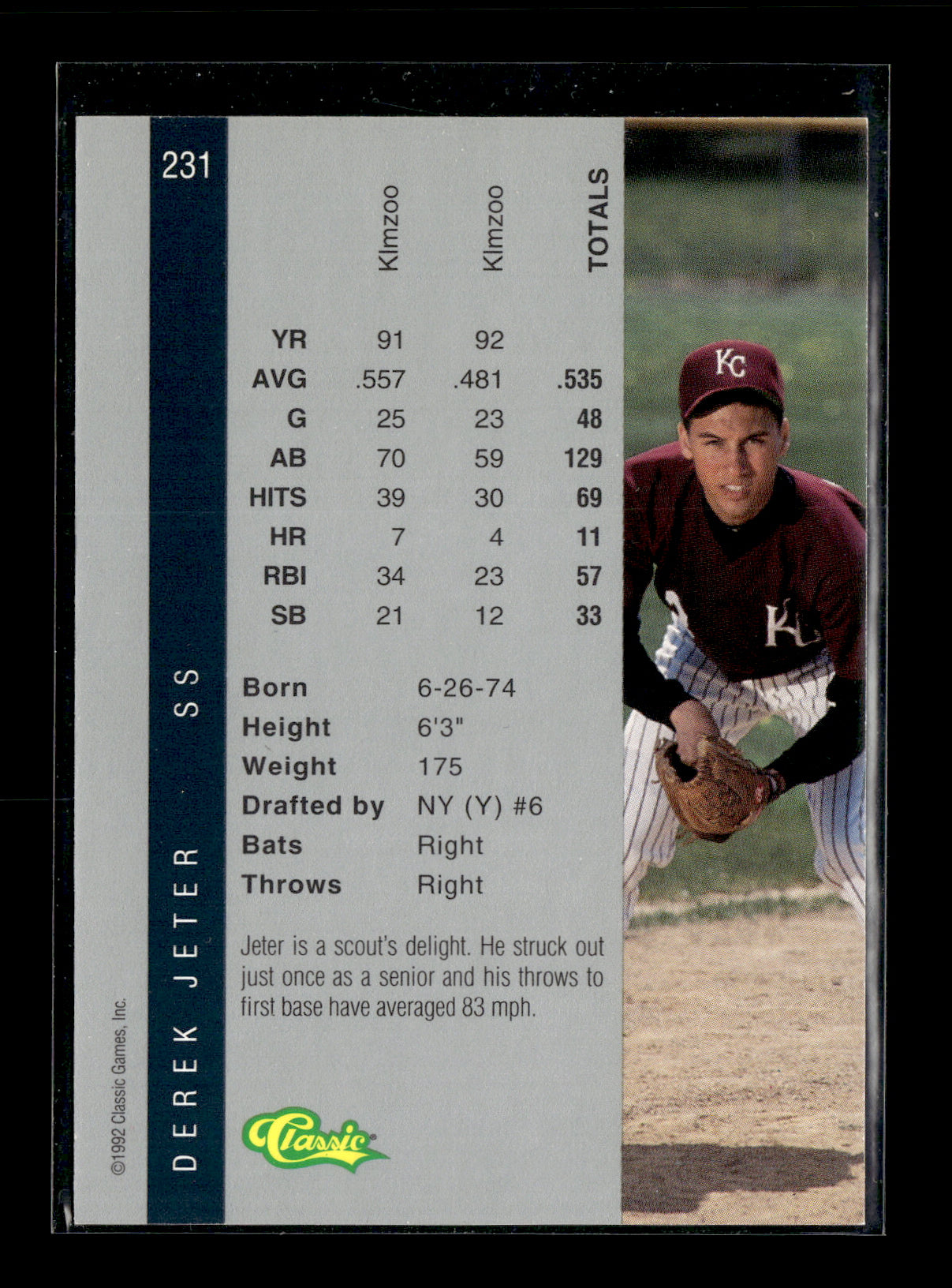 1992 Classic Four Sport Derek Jeter #231 Gold New York yankees