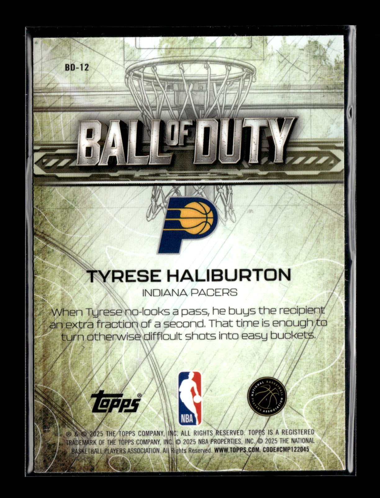 2025-26 Topps Chrome Tyrese Haliburton #BD-12 Ball of Duty Indiana Pacers