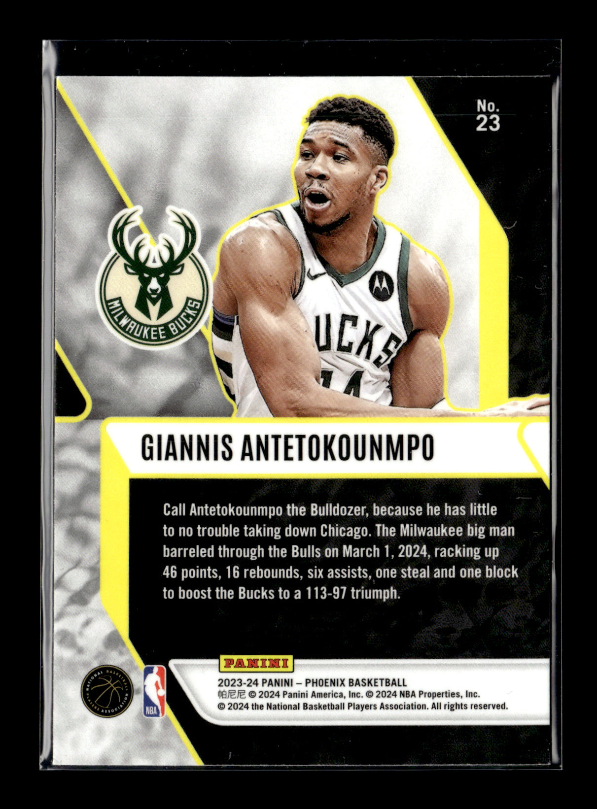 2023-24 Panini Phoenix Giannis Antetokounmpo #23 Fade To Black Milwaukee Bucks