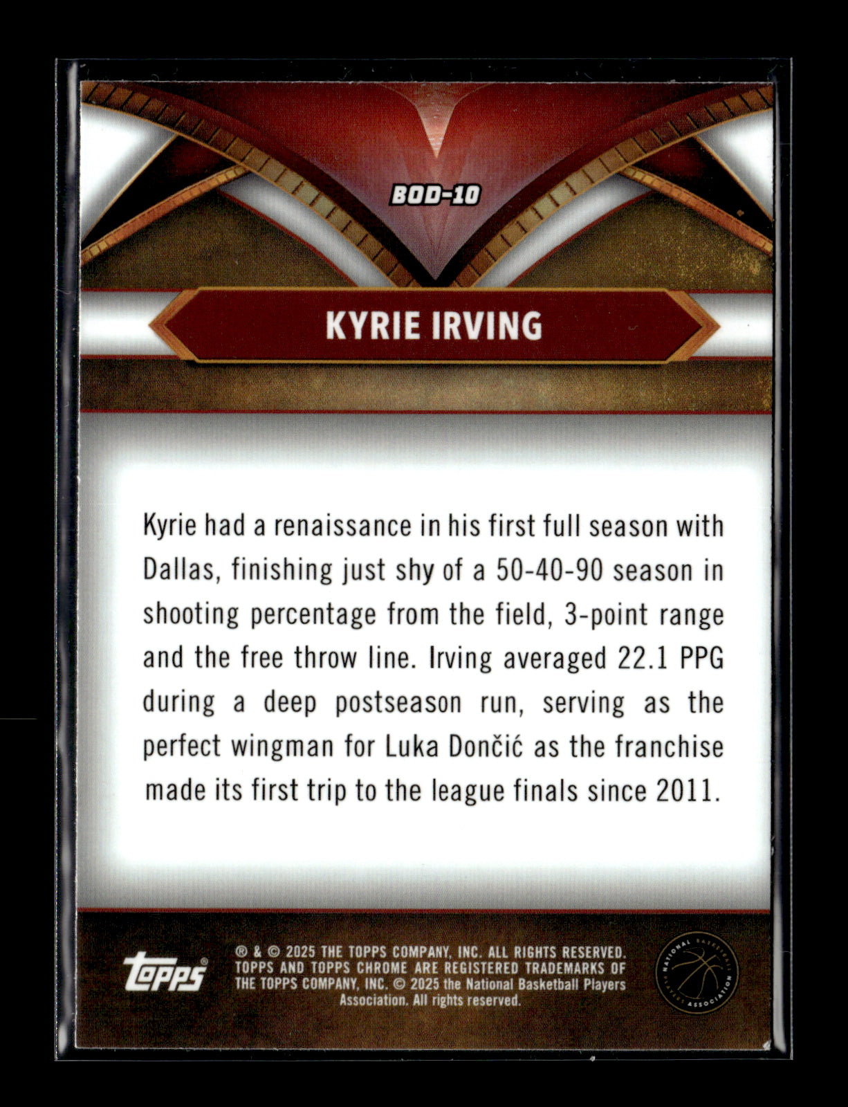 2024-25 Topps Chrome - Ball of Duty Kyrie Irving #BOD-10 Dallas Mavericks