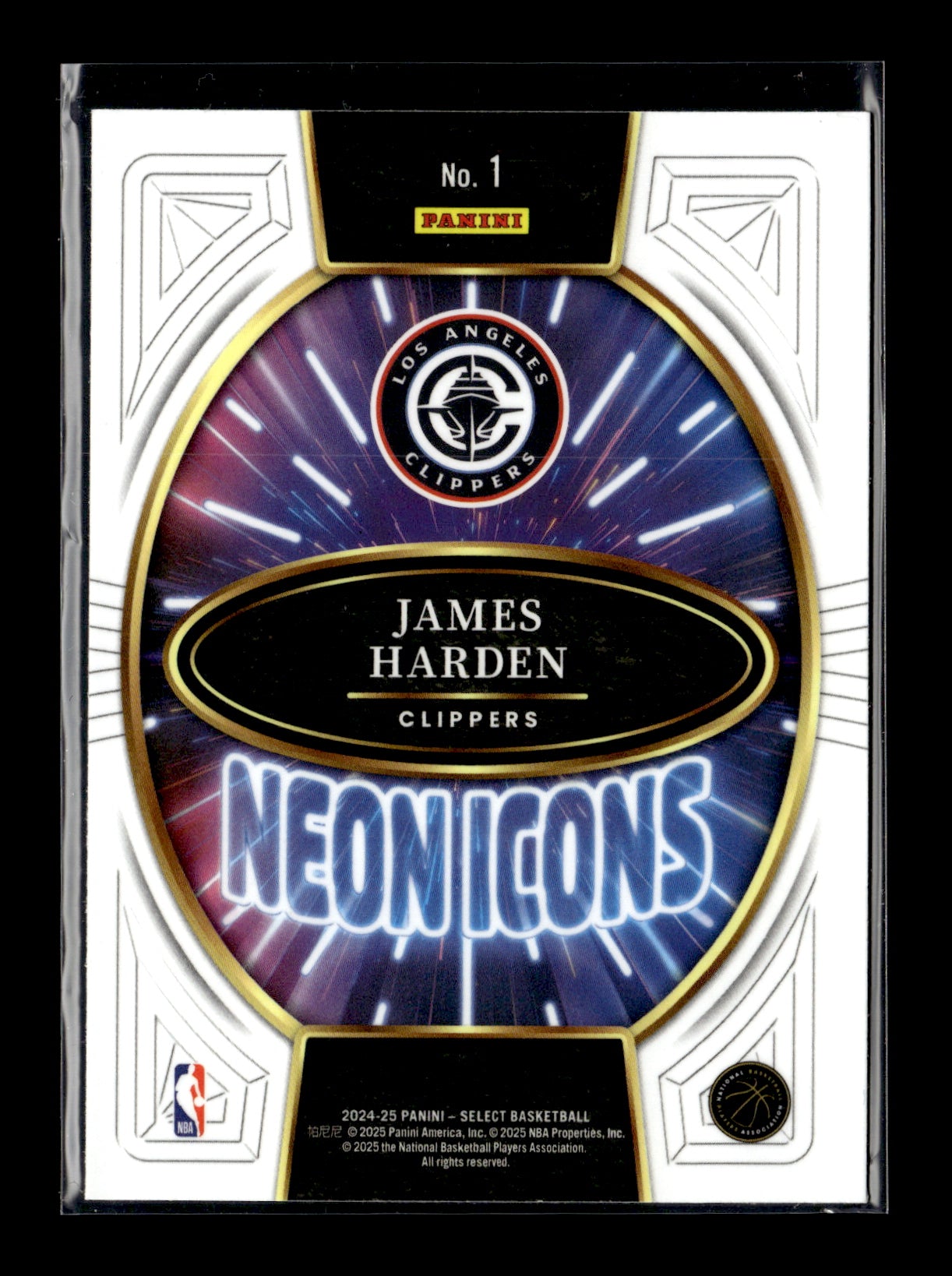 2024-25 Panini Select James Harden #1 Neon Icons Los Angeles Clippers