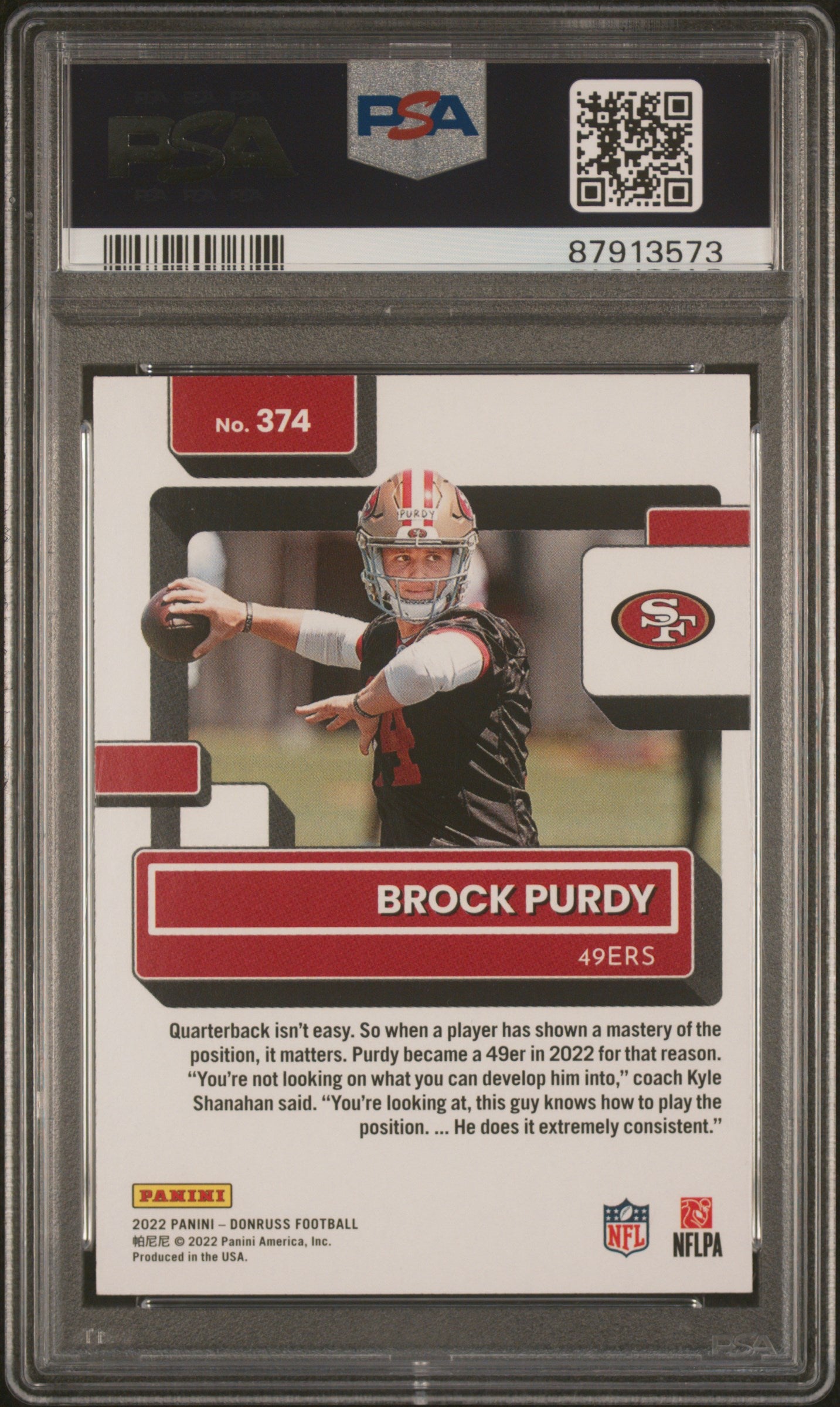 2022 Panini Donruss Brock Purdy #374 PSA 8 San Francisco Niners