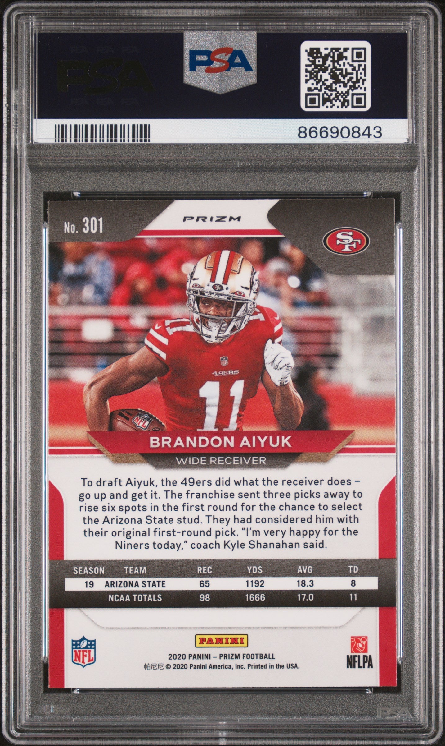 2020 Panini Prizm #301 Brandon Aiyuk Pink Prizm PSA 10