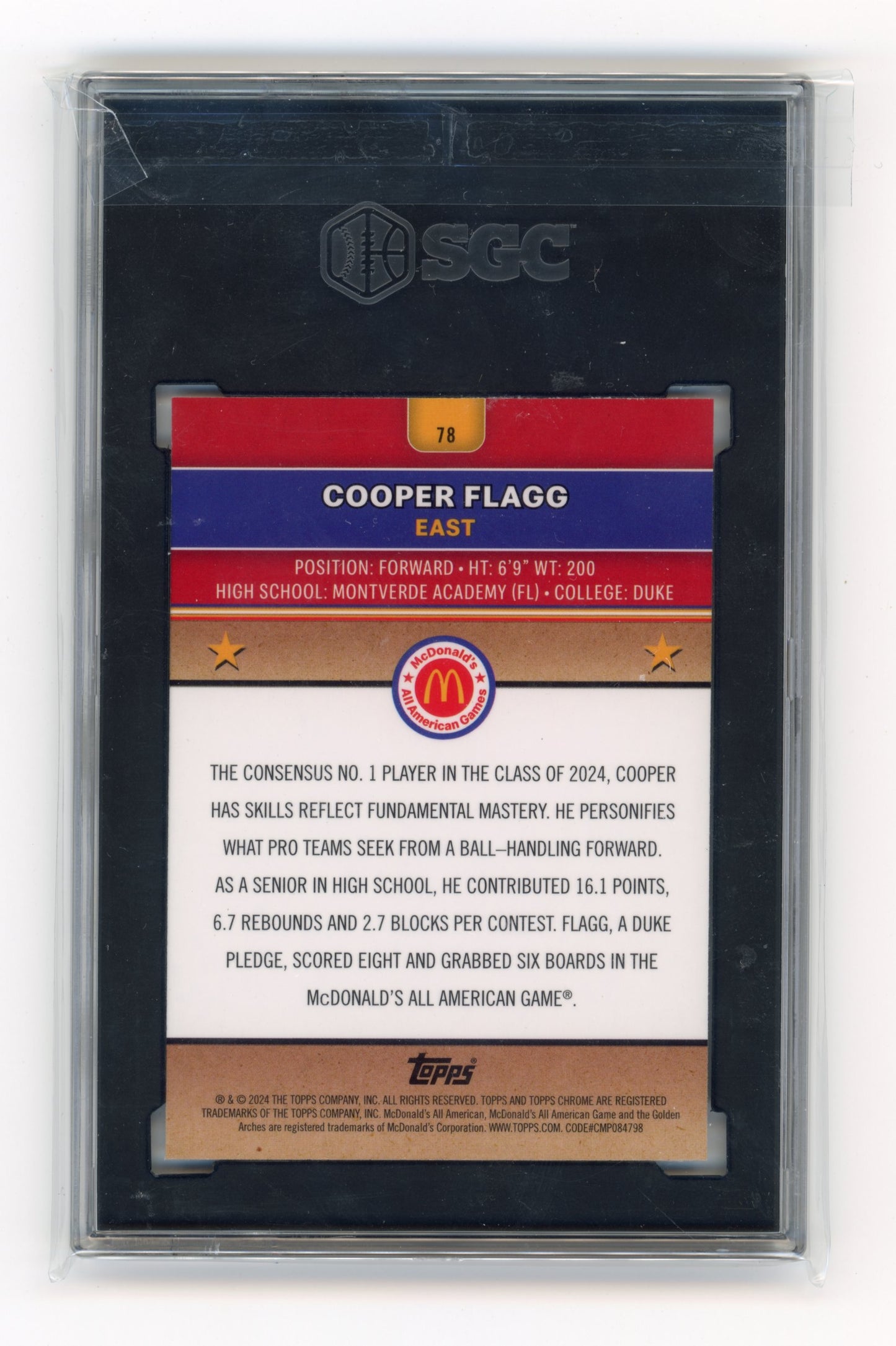2024 Topps Chrome McDonald's All-American Cooper Flagg #78 Dallas Mavericks