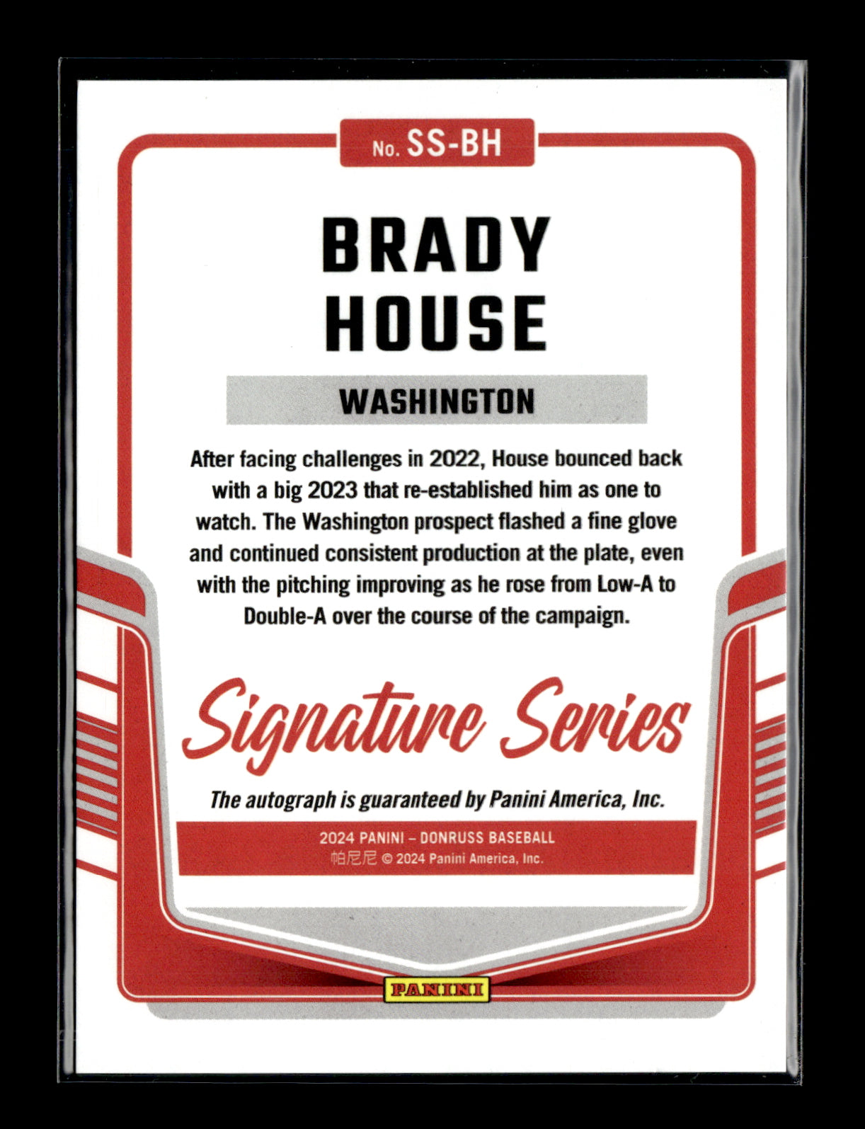 2023 Donruss Brady House #SS-BH Signature Series Washington Nationals