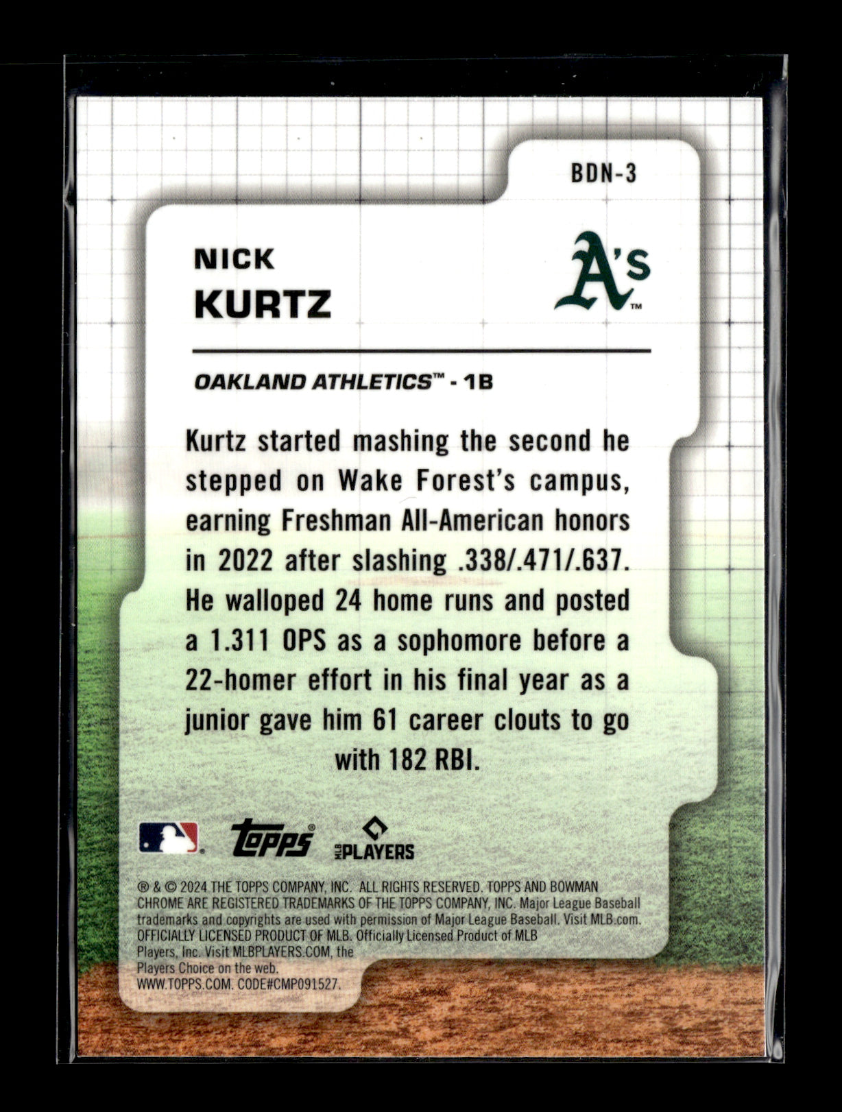 2024 Bowman Draft Nick Kurtz #BDN-3 Bowman Draft Night Oakland Athletics