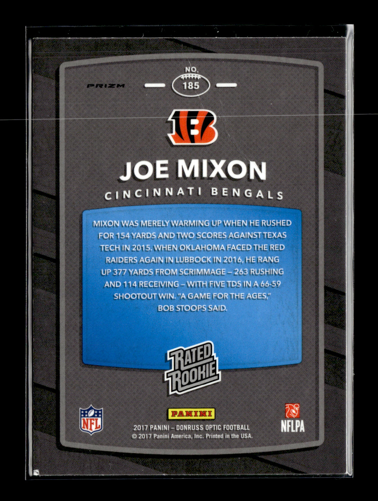 2017 Donruss Optic Joe Mixon #185 Red and Yellow Cincinnati Bengals