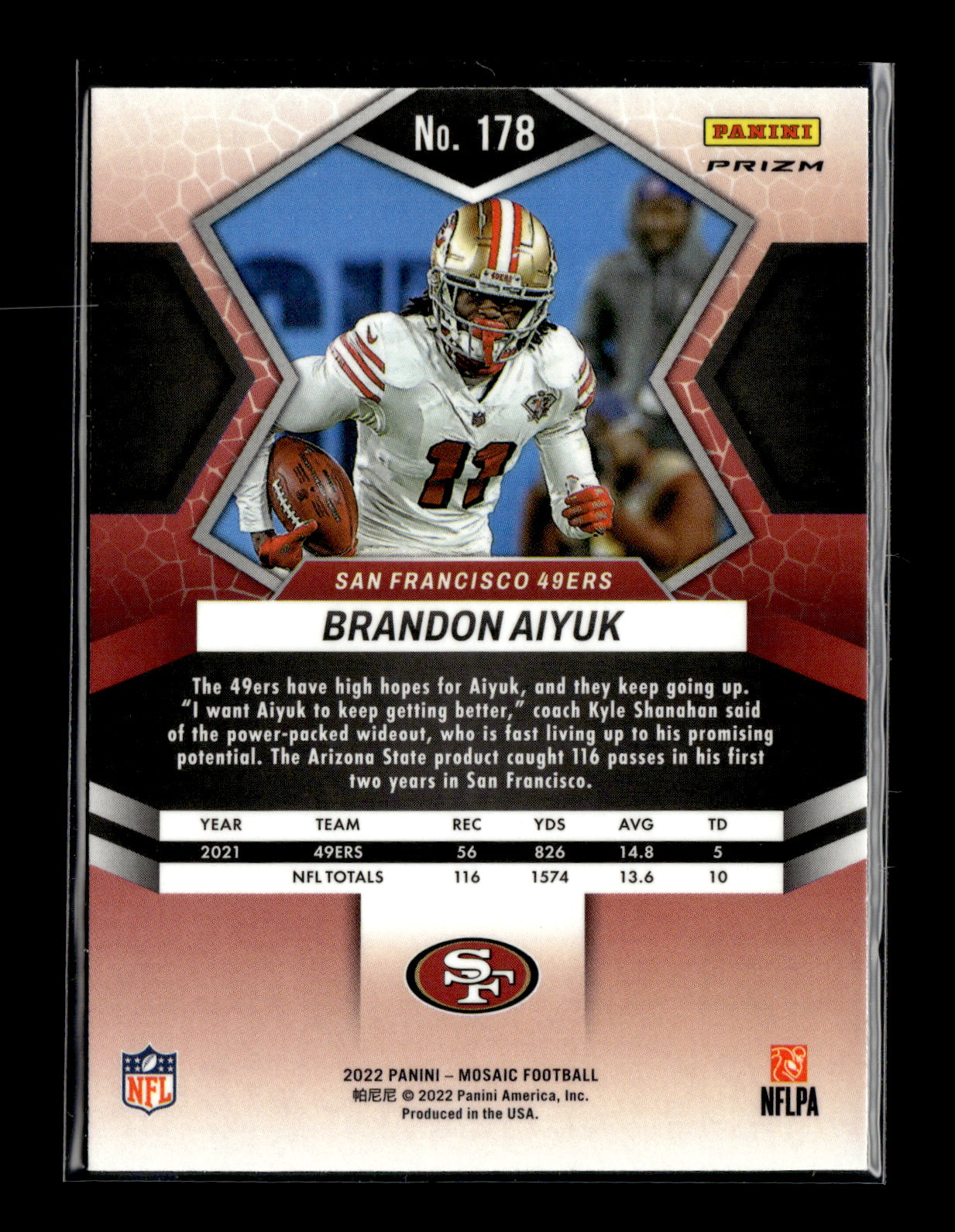 2022 Panini Mosaic Brandon Aiyuk #178 Honeycomb San Francisco 49ers