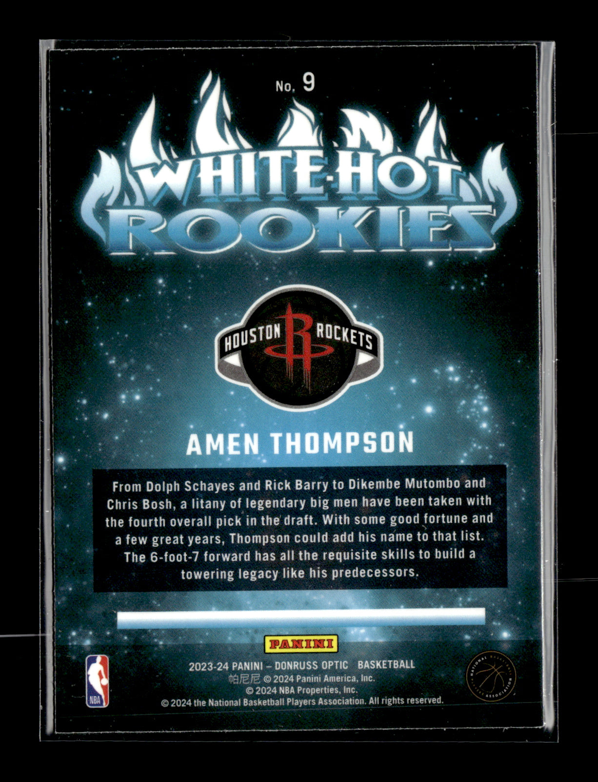 2023-24 Donruss Optic Amen Thompson #9 White Hot Rookies Houston Rockets