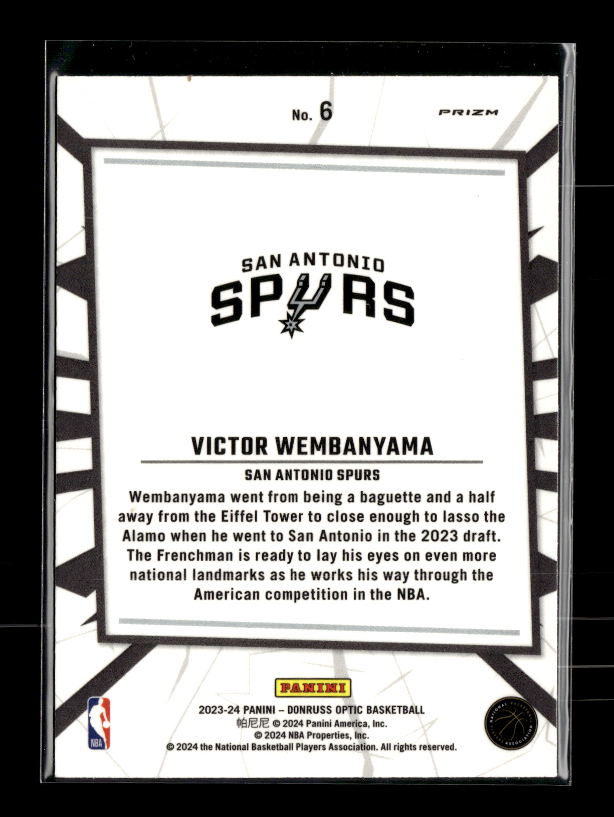 2023-24 Donruss Optic Victor Wembanyama #6 My House Holo San Antonio Spurs
