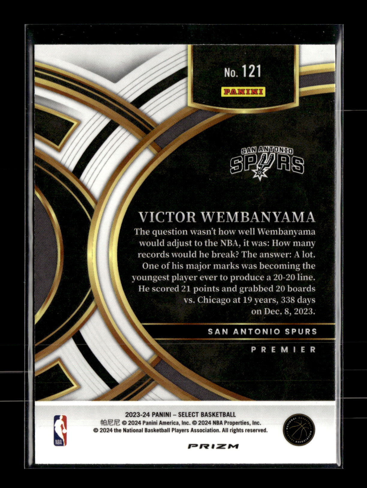 2023-24 Panini Select Victor Wembanyama #121 Scope Prizms San Antonio Spurs