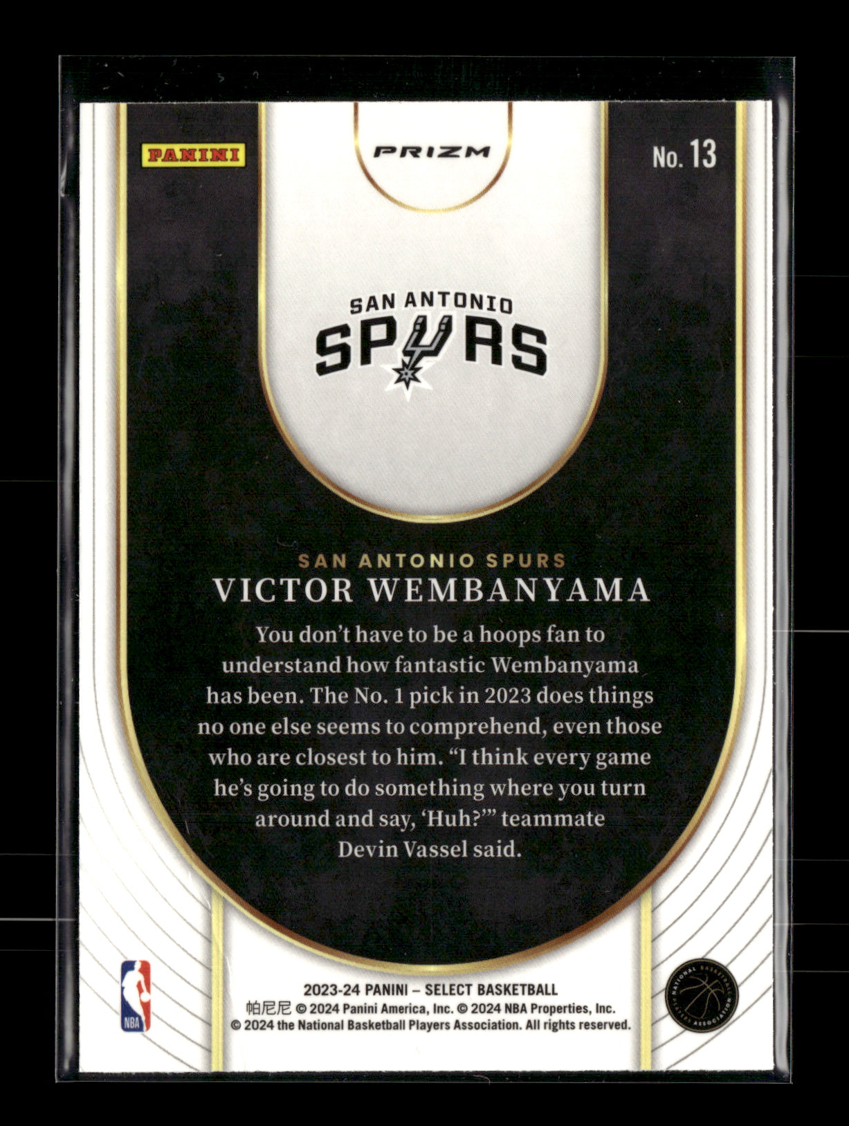 2023-24 Panini Select Victor Wembanyama #13 Neon Icon Silver Prizms San Antonio Spurs