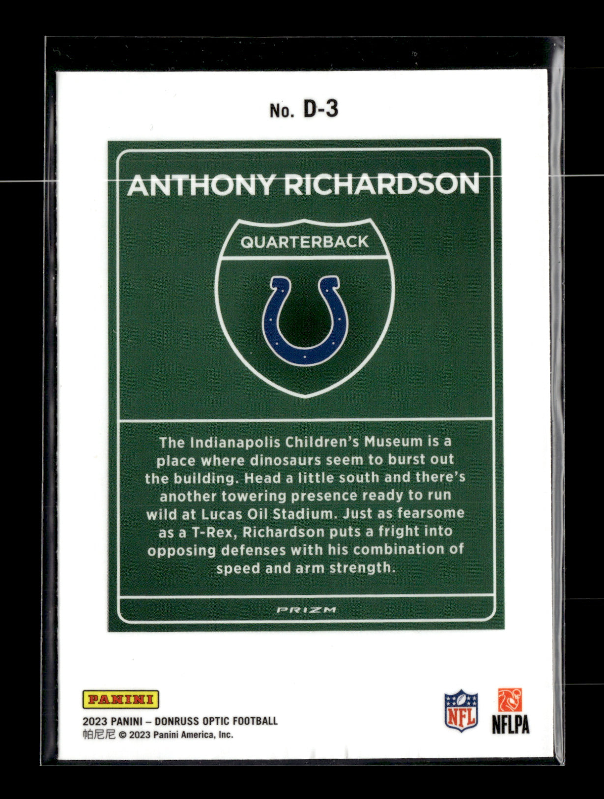 2023 Donruss Optic Anthony Richardson #D-3 Downtown Indianapolis Colts