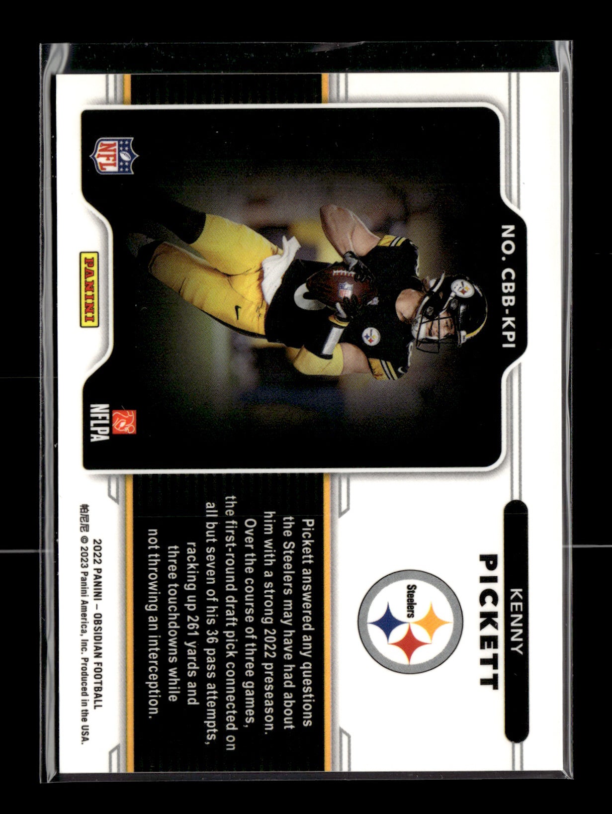 2022 Panini Obsidian Kenny Pickett #CCB-KPI Color Blast Black Pittsburgh Steelers