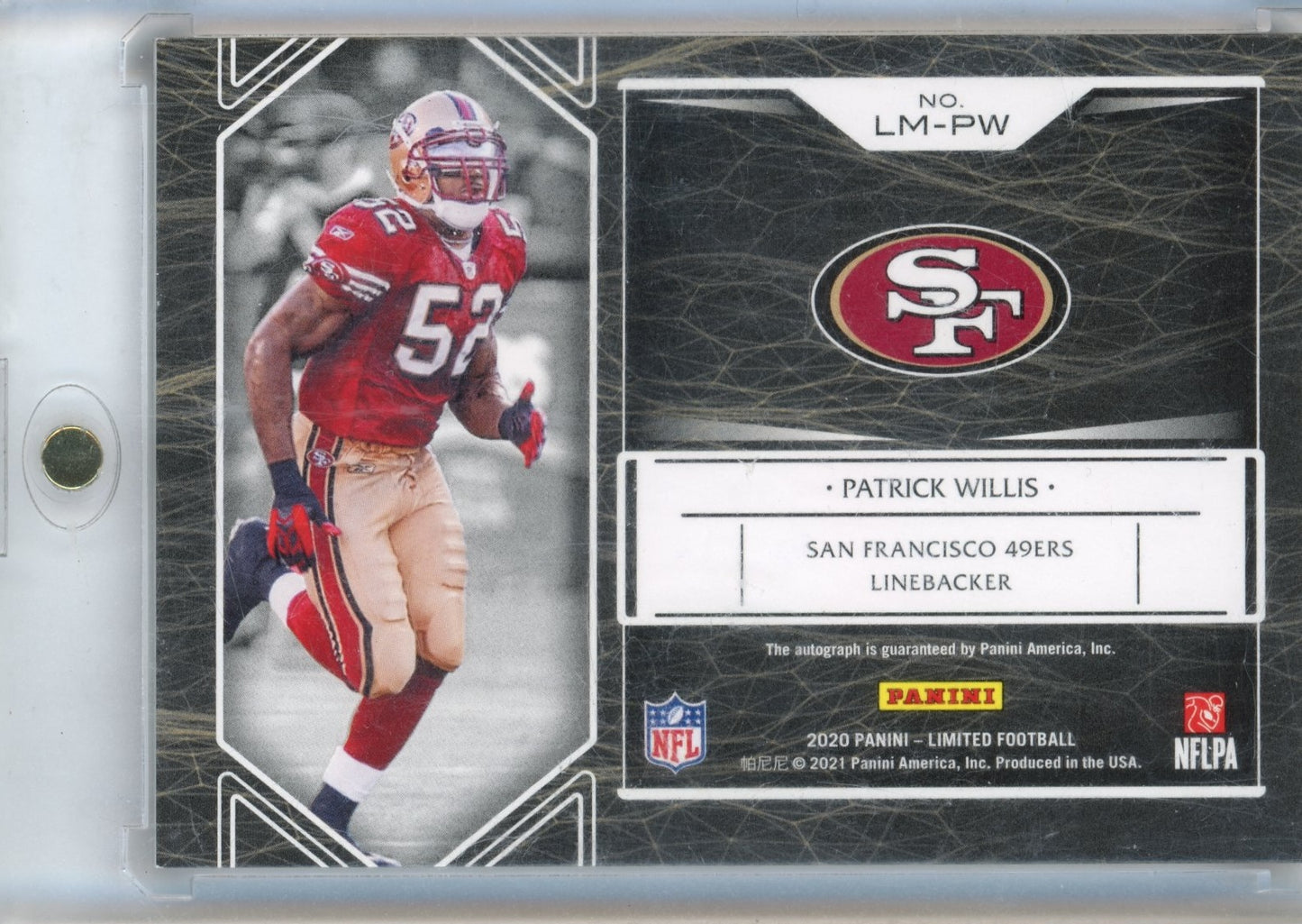 2020 Panini Limited Patrick Willis #LM-PW Limited Membership Ruby Spotlight #/15 San Francisco 49ers