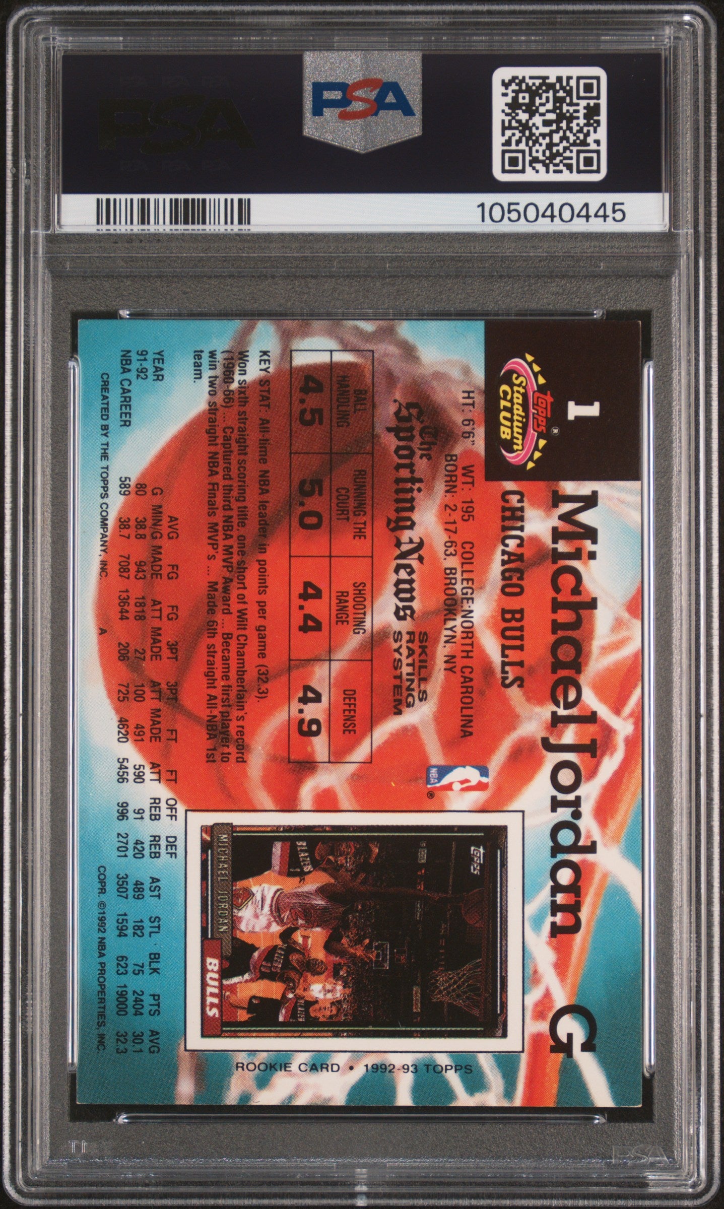 1992-93 Stadium Club Michael Jordan #1 PSA 7 Chicago Bulls