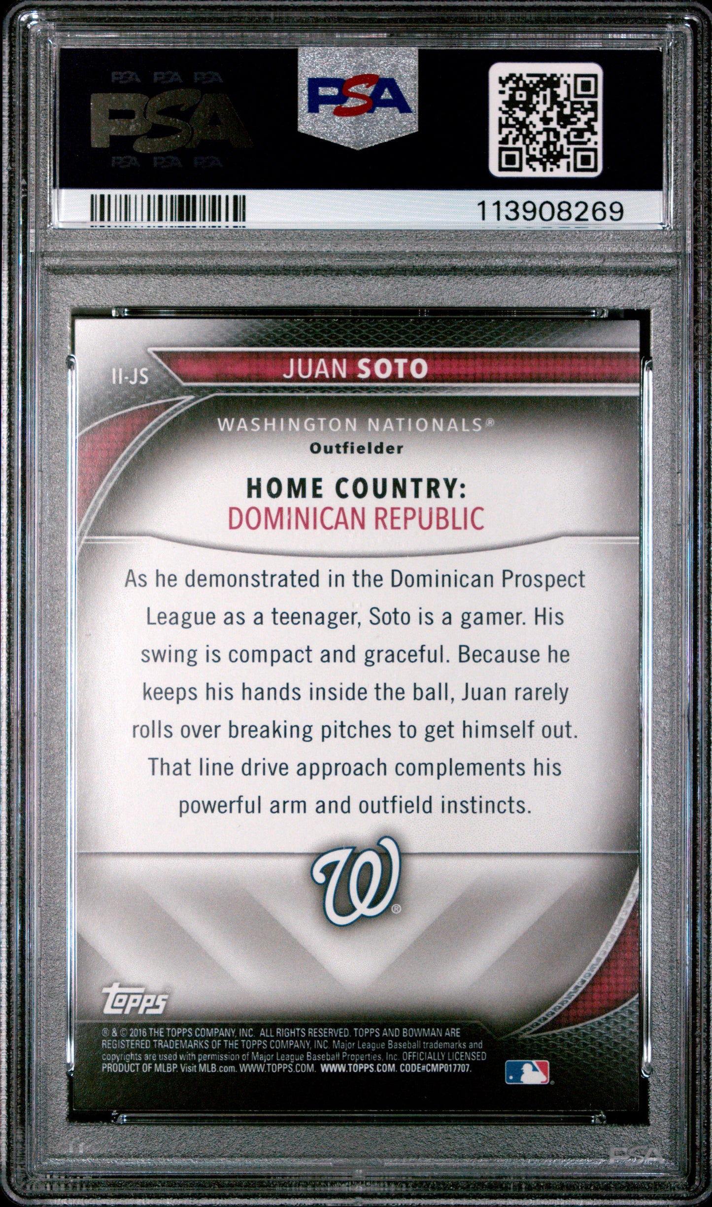 2016 Bowman Juan Soto #II-JS International Ink PSA 8 Washington Nationals