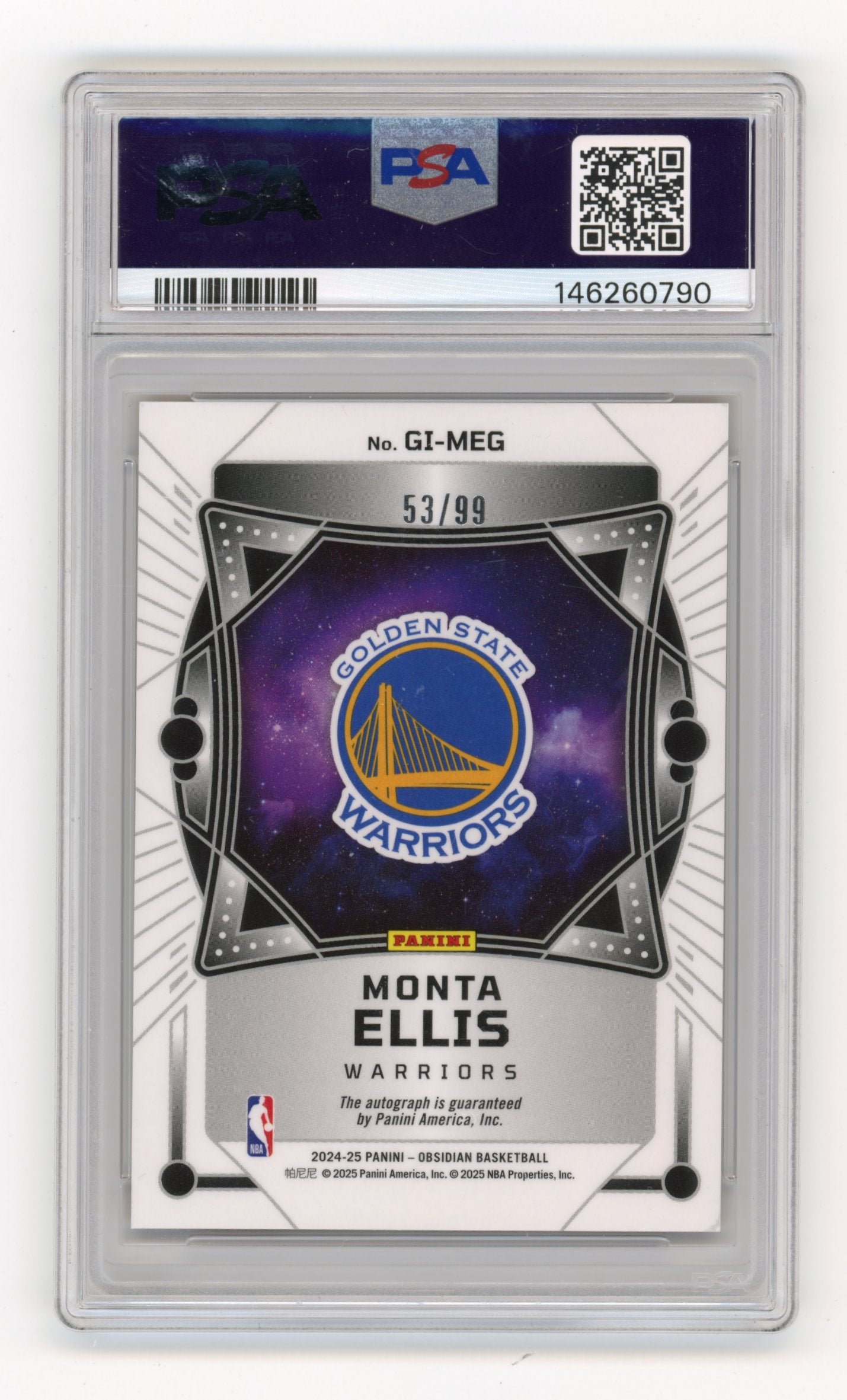 2024-25 Panini Obsidian Monta Ellis #GI-MEG Galaxy Ink Electric Etch Orange Flood #/99 Golden State Warriors