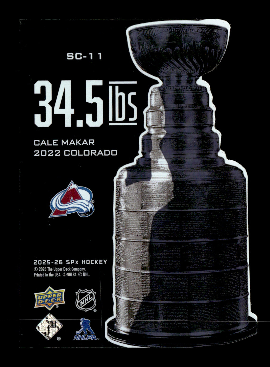 2025-26 SPx Cale Makar #SC-11 34.5 LBs Colorado Avalanche
