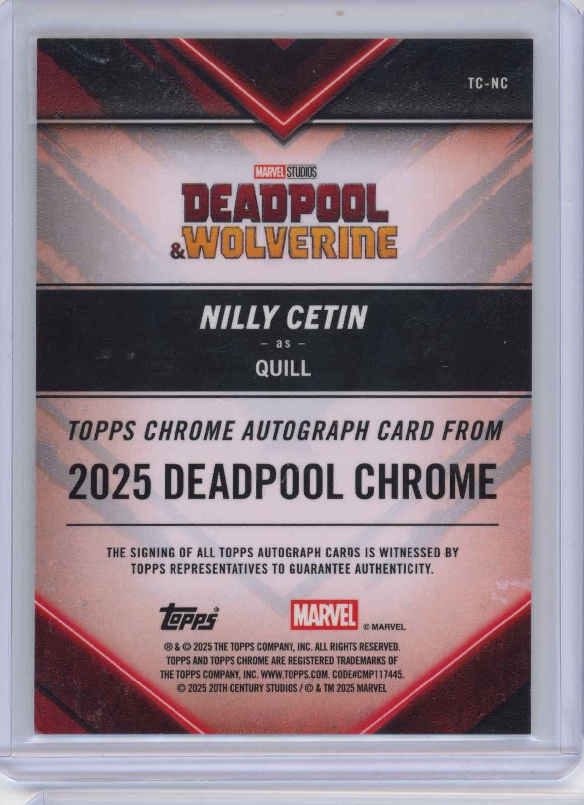 2025 Topps Chrome Marvel Deadpool Nilly Cetin #TC-NC Topps Chrome Autographs