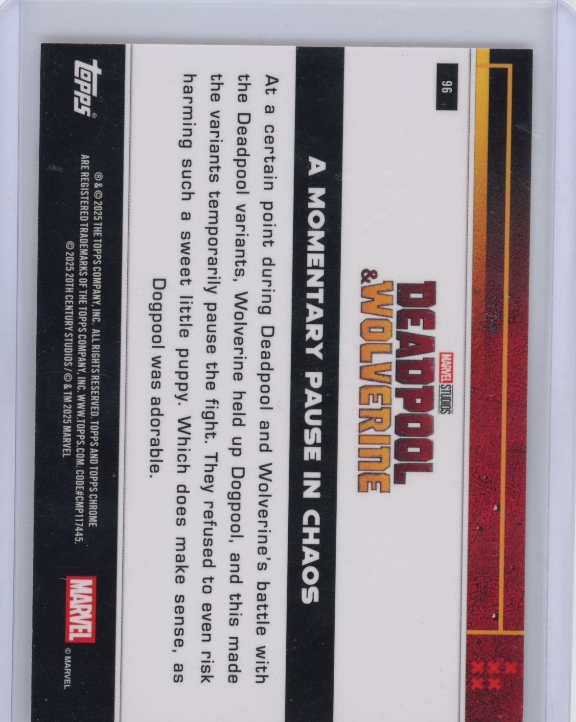 2025 Topps Chrome Deadpool and Wolverine A Momentary Pause In Chaos Yellow Wave #/399