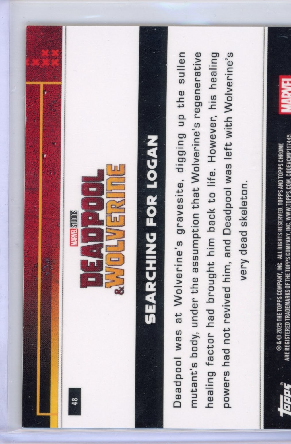 2025 Topps Chrome Deadpool and Wolverine Searching For Logan Gold Lava #/50