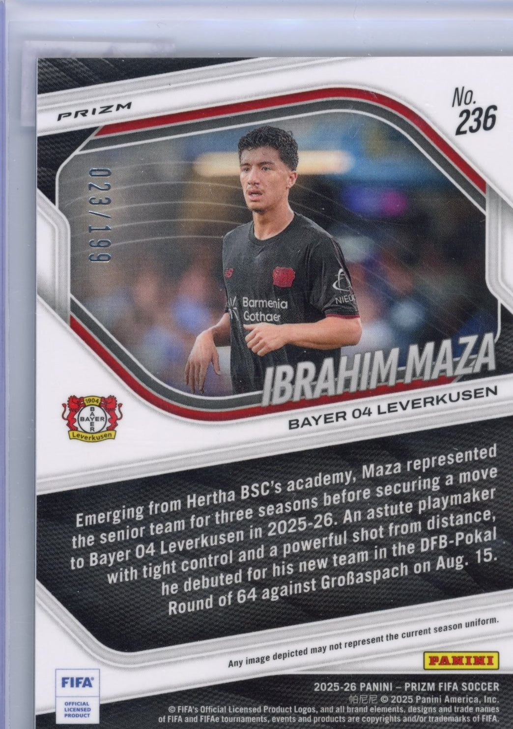 #236 Ibrahim Maza SN299 Blue #/199 Prizm