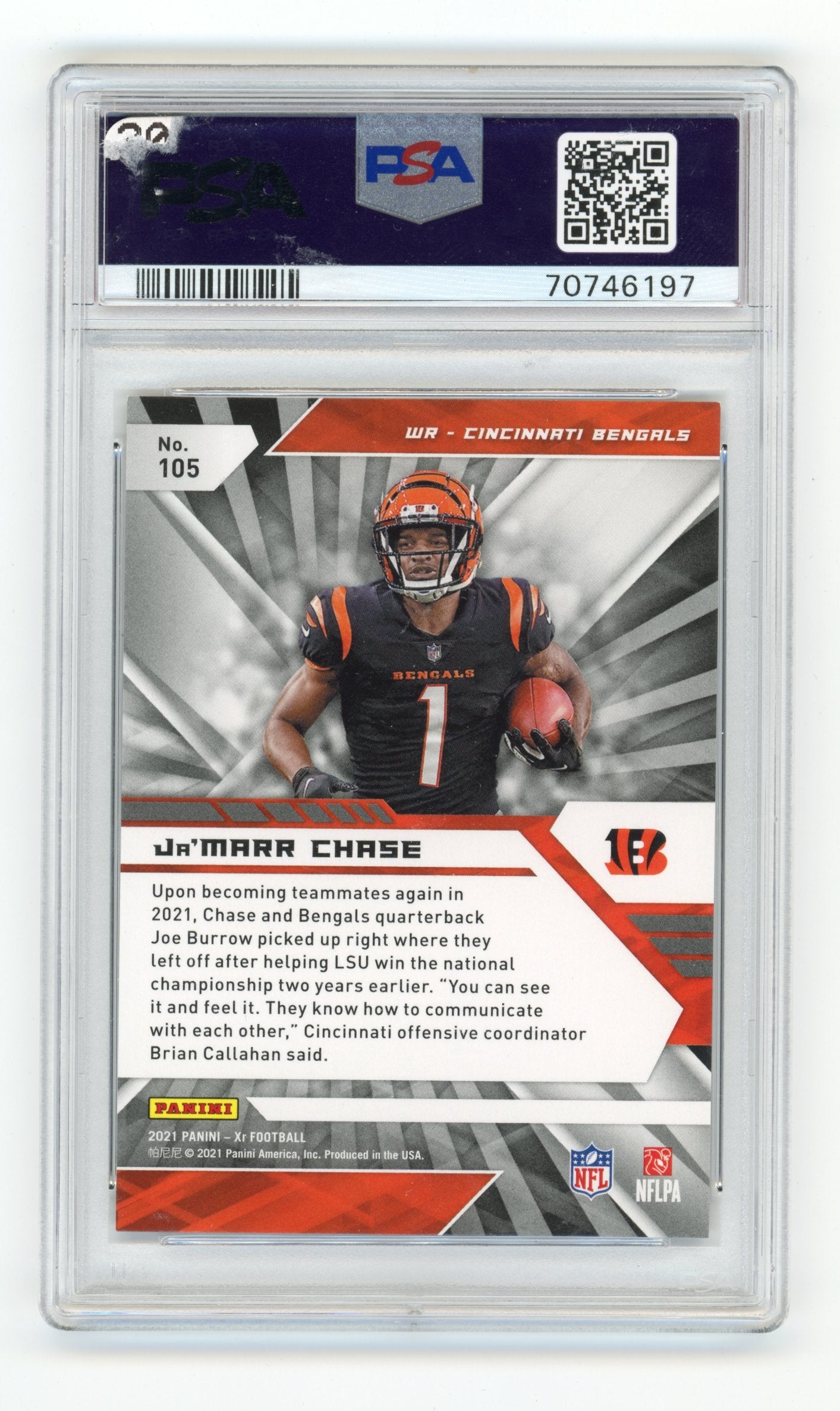 2021 Panini XR Ja'Marr Chase #105 Orange #/99 Cincinnati Bengals