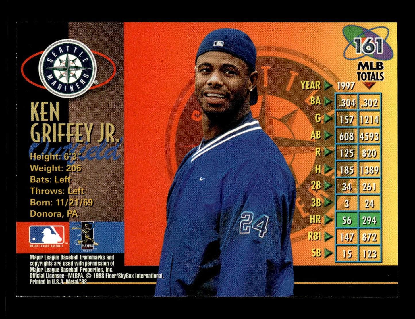 1998 Metal Universe Ken Griffey, Jr. #161 Seattle Mariners