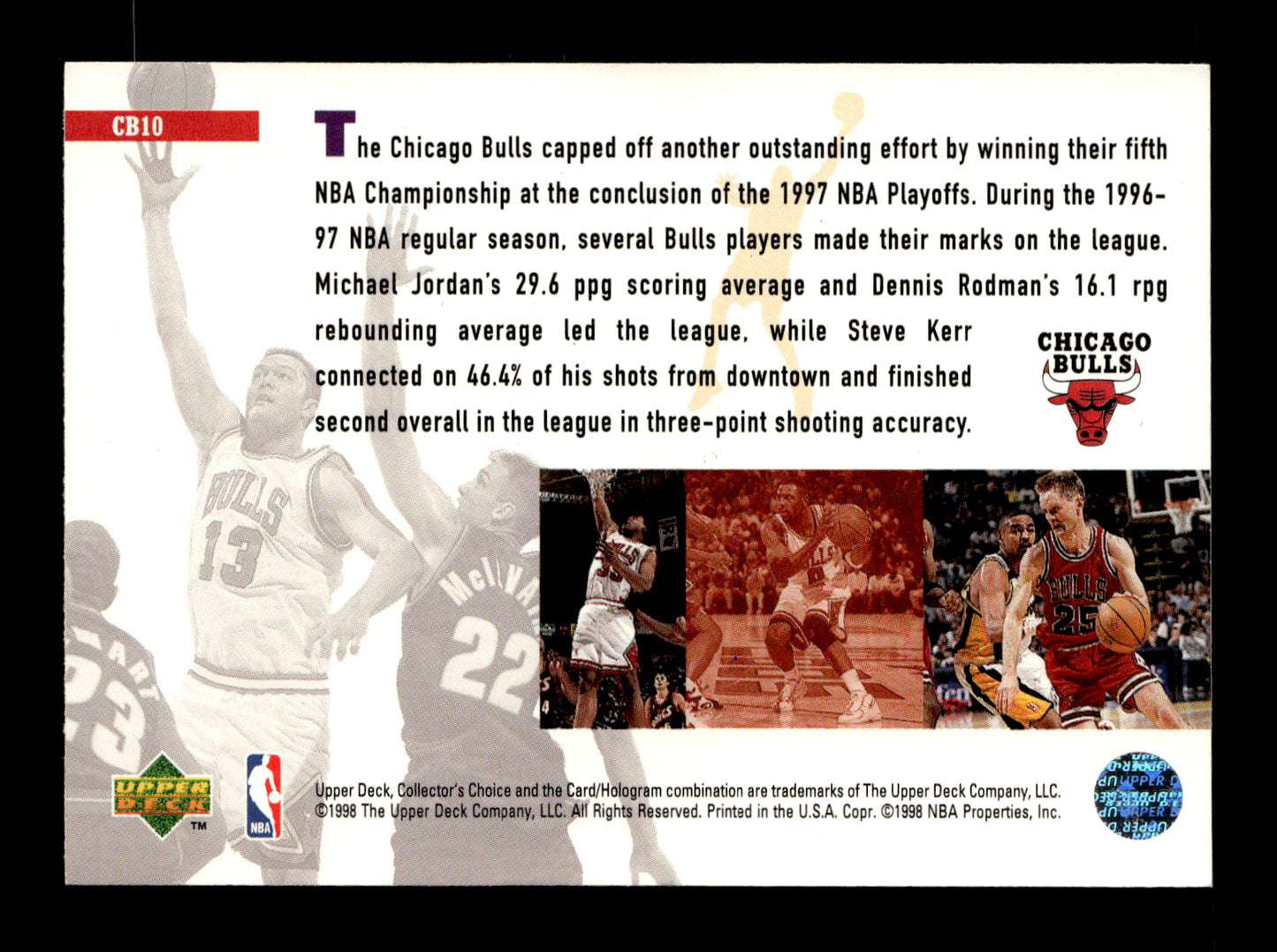 1997-98 Collector's Choice Chicago Bulls Chicago Bulls #CB10 Chicago Bulls