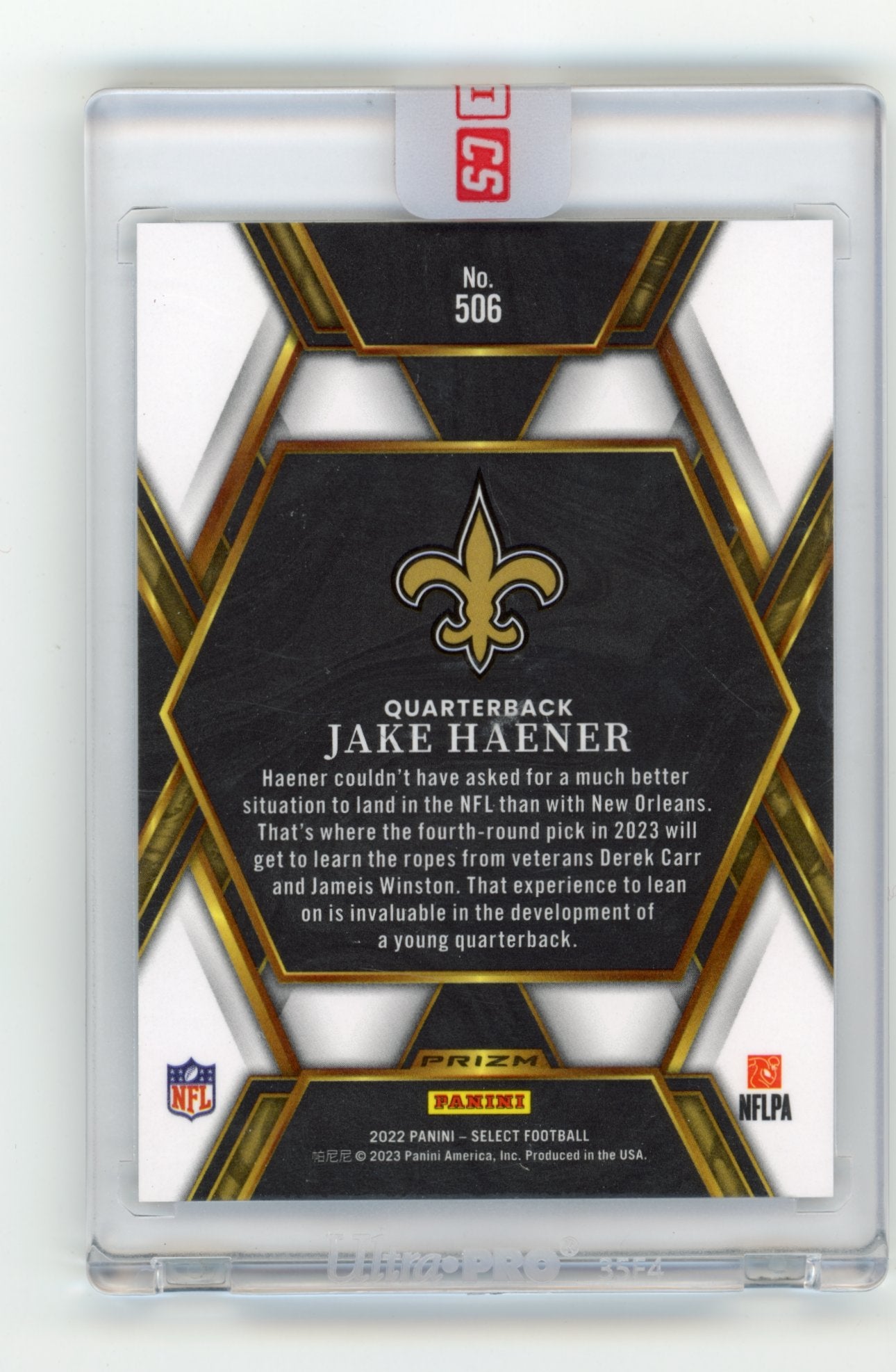 2022 Panini Select Jake Haener RC #506 - Silver XRC Saints