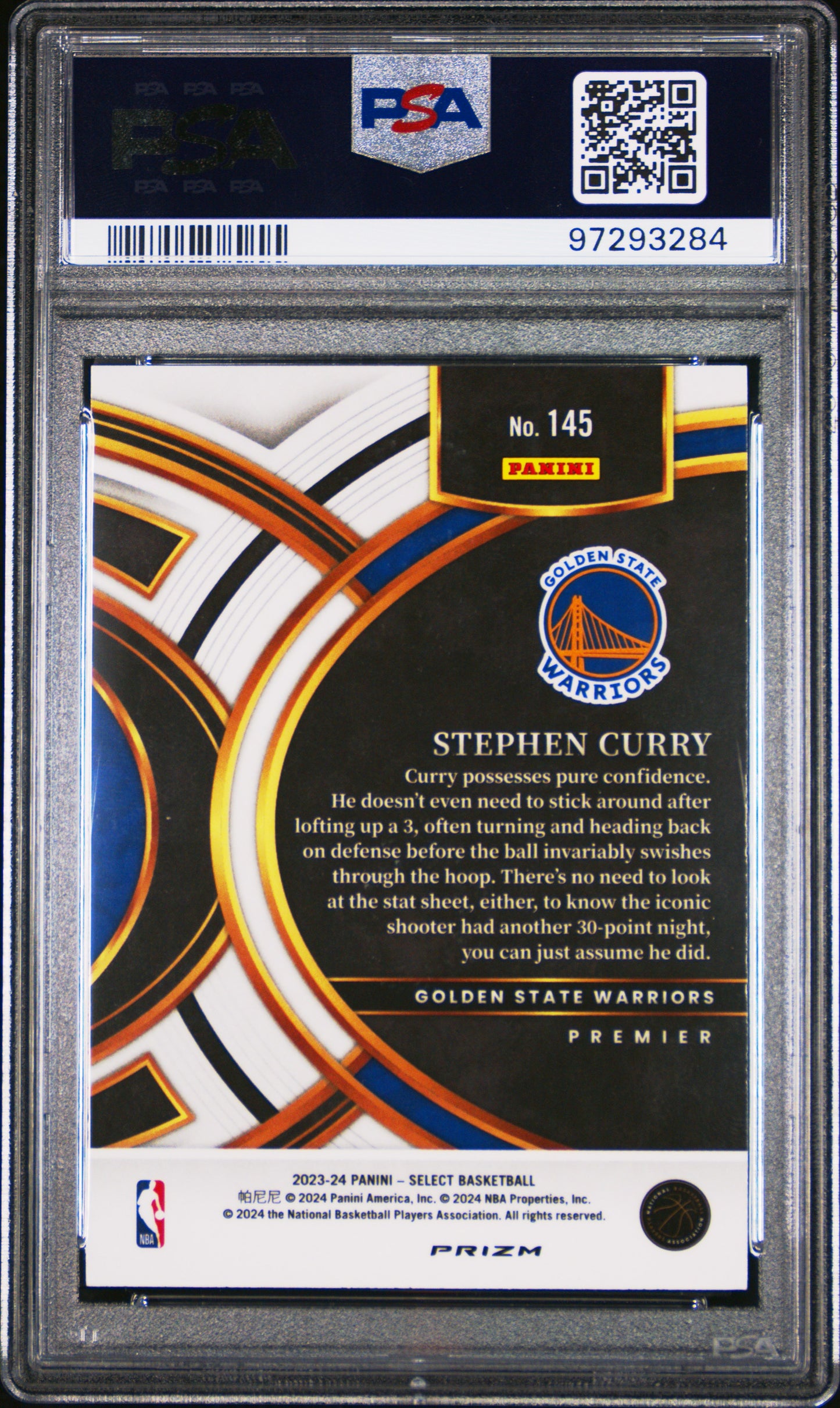 2023 Panini Select Stephen Curry #145 Blue Cracked Ice PSA 10 Warriors