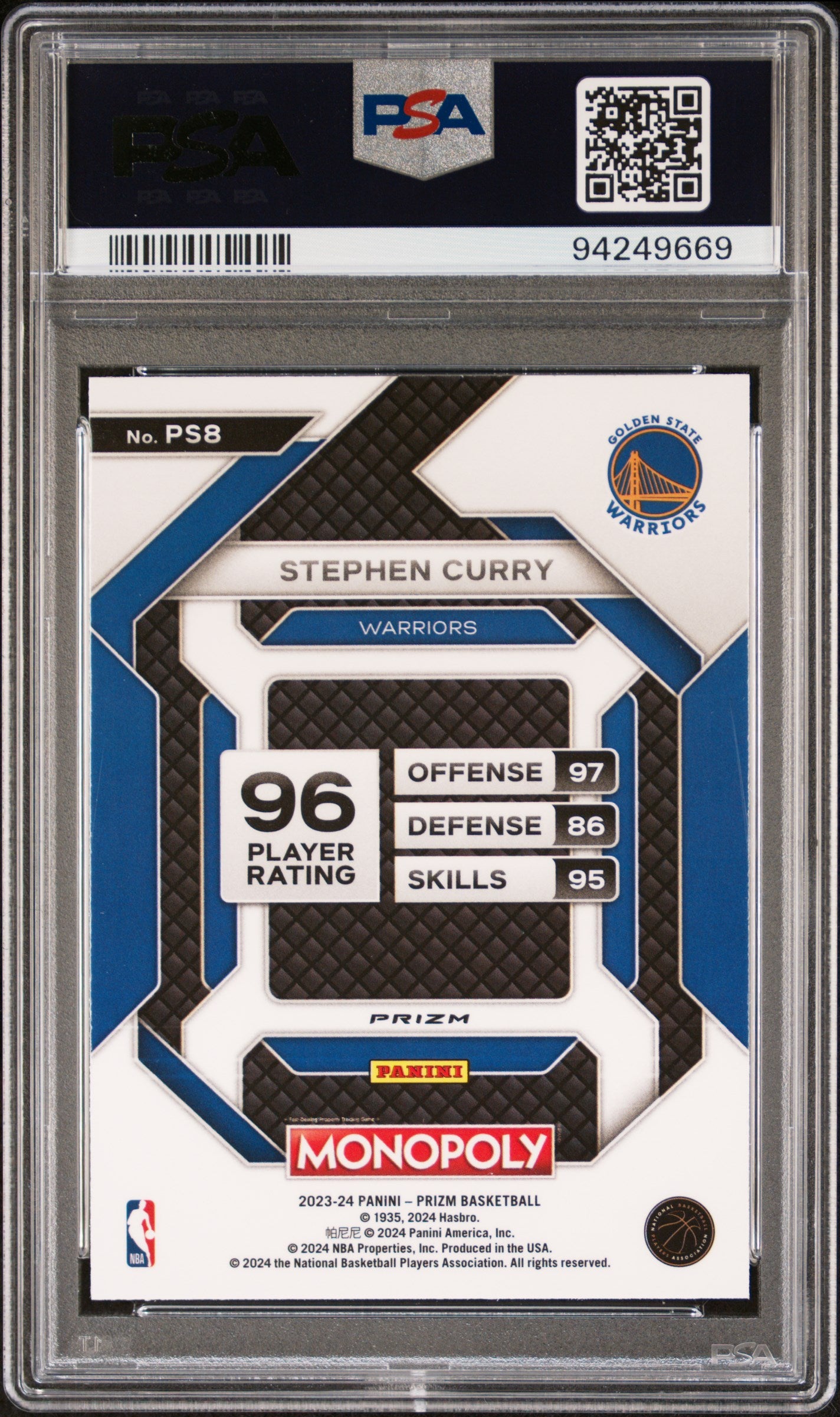 2023 Panini Prizm Monopoly All-Star Stephen Curry #PS8 All-Star-Purple PSA 10