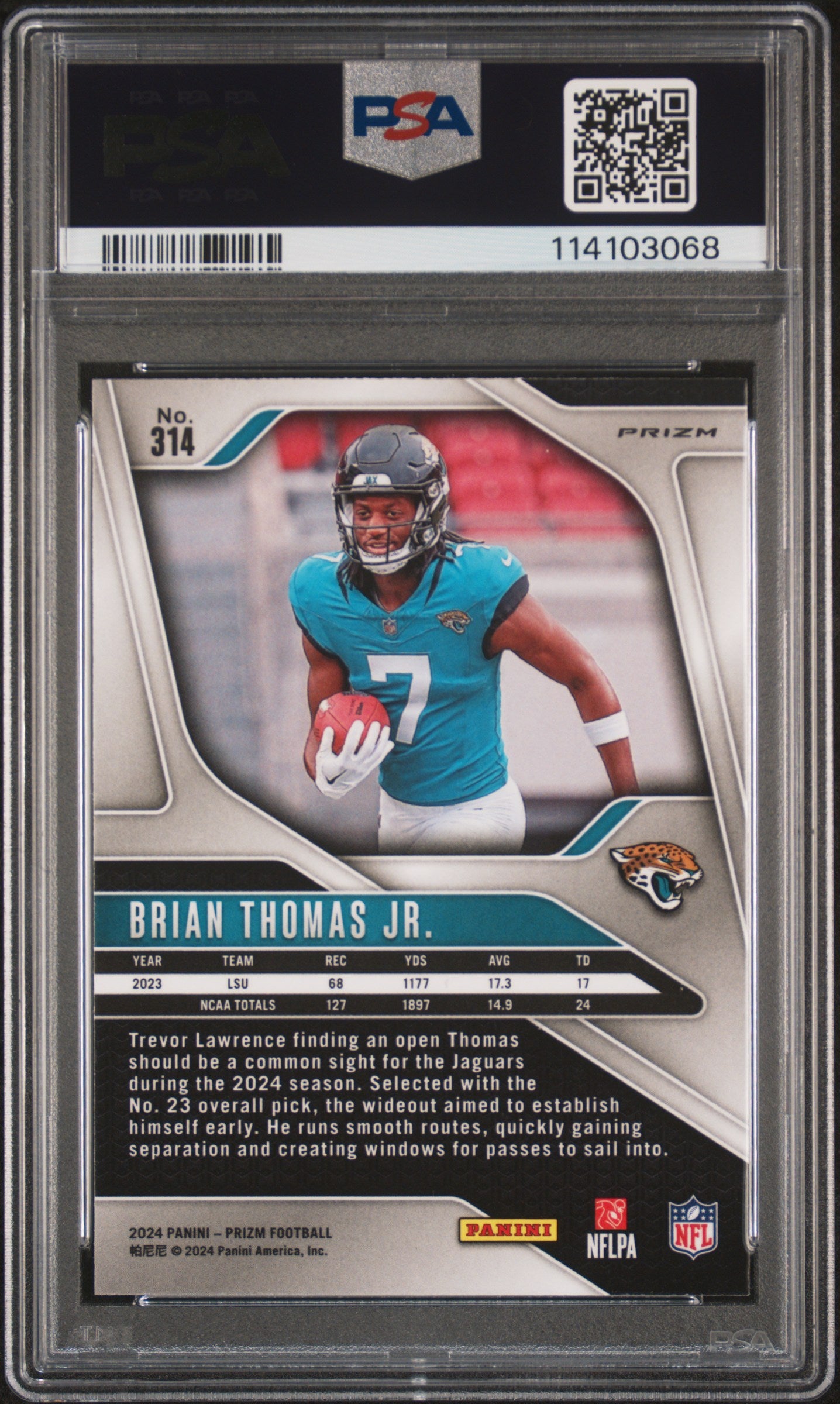 2024 Panini Prizm Brian Thomas Jr. #314 Green Wave PSA 10 Jaguars