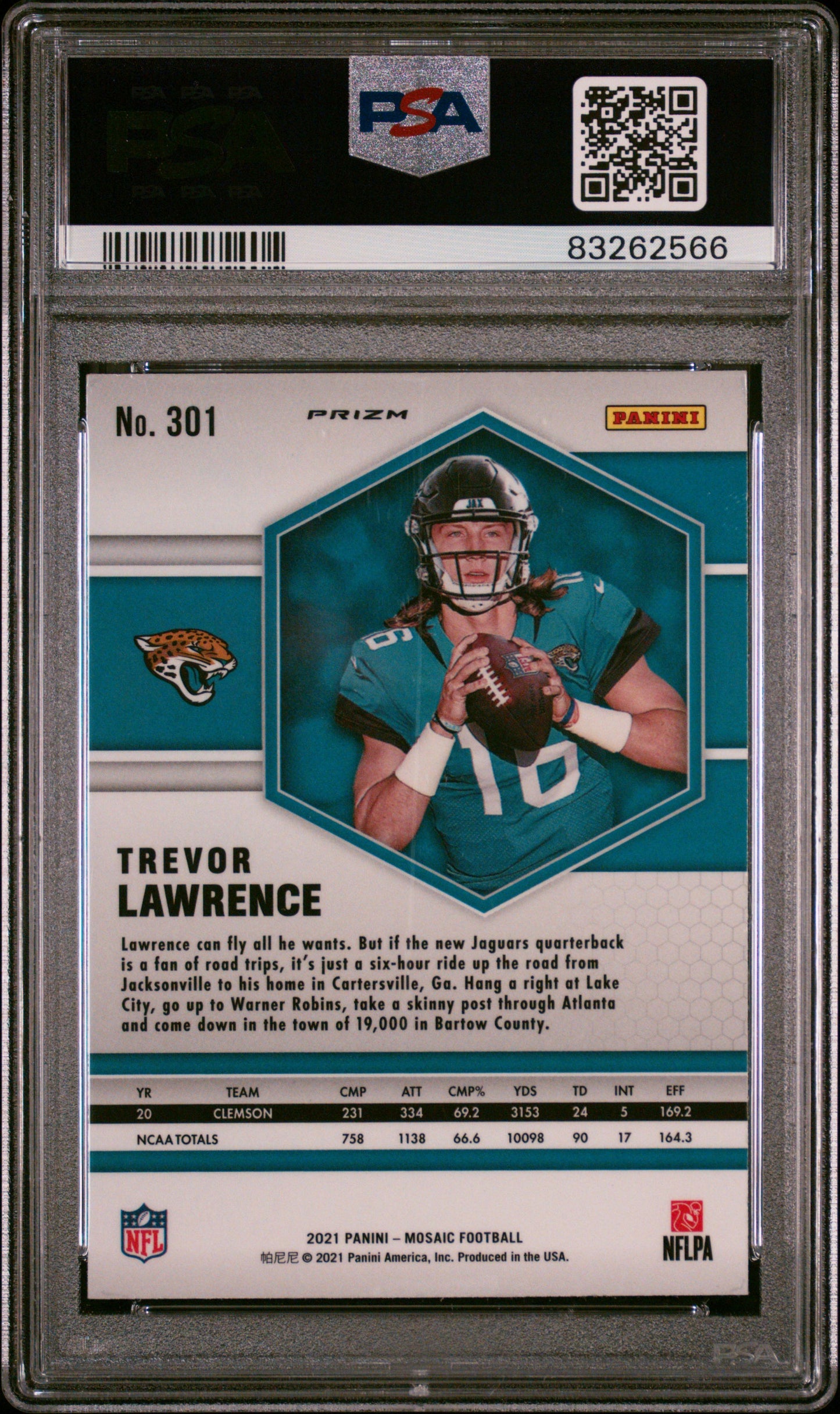 2021 Panini Mosaic Trevor Lawrence #301 Reactive Blue PSA 10 Jaguars
