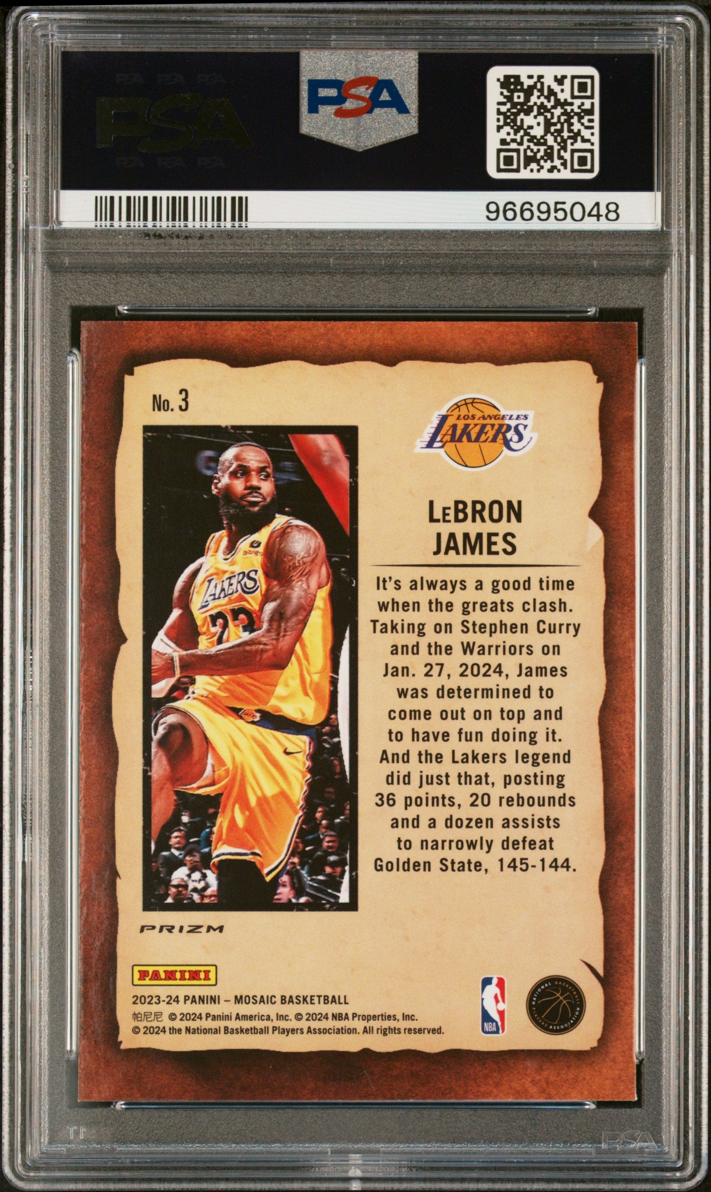 2023 Panini Mosaic Notoriety Lebron James #3 Notoriety-Mosaic PSA 10 Lakers
