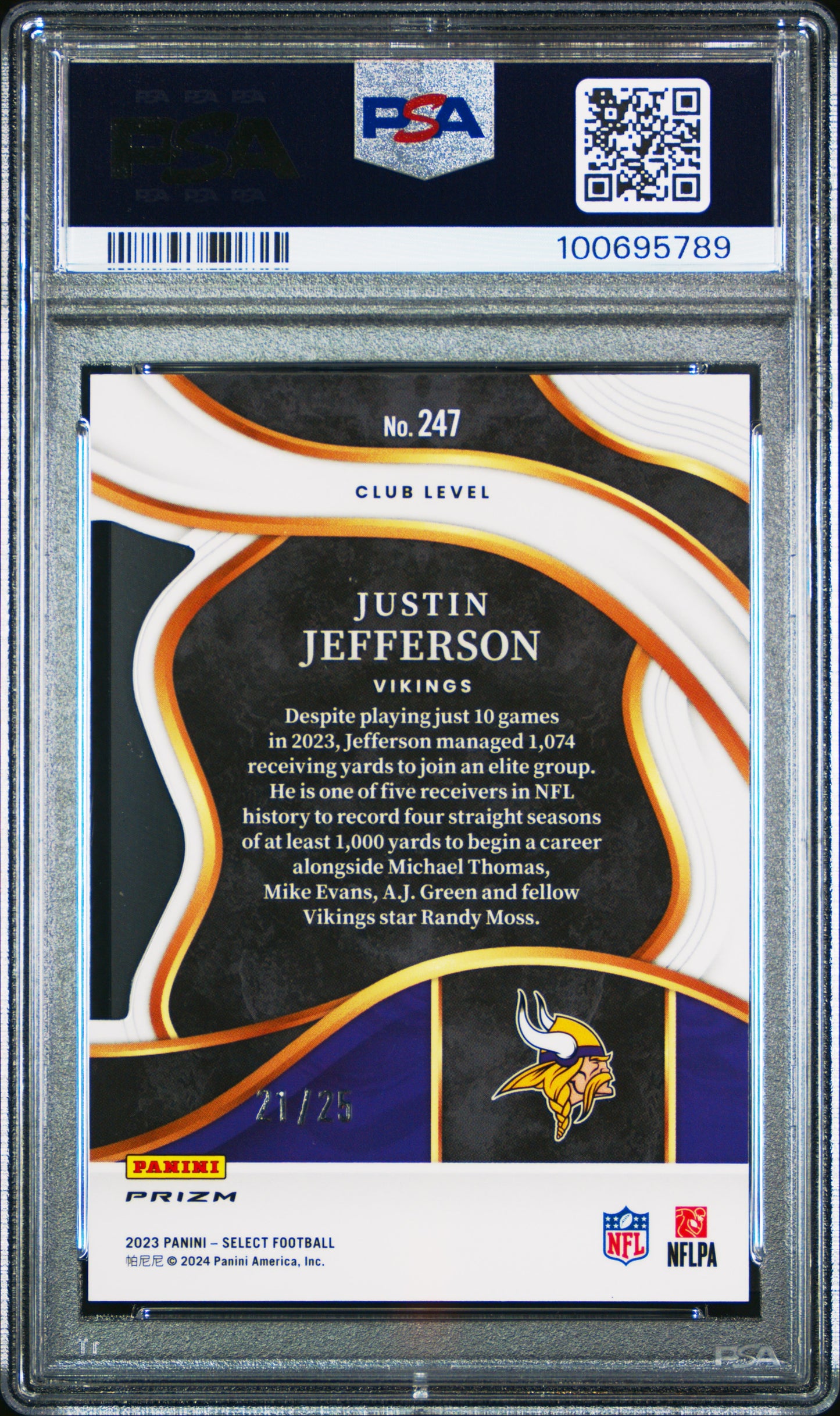 2023 Panini Select Justin Jefferson #247 Die-Cut Tie-Dye Prizm PSA 9 Vikings