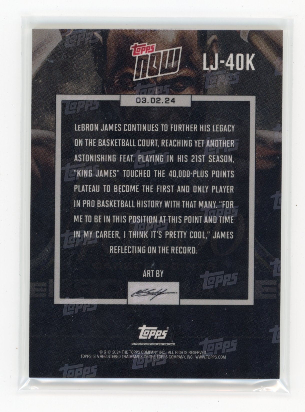 2023-24 Topps Now LeBron James #LJ-40K Los Angeles Lakers