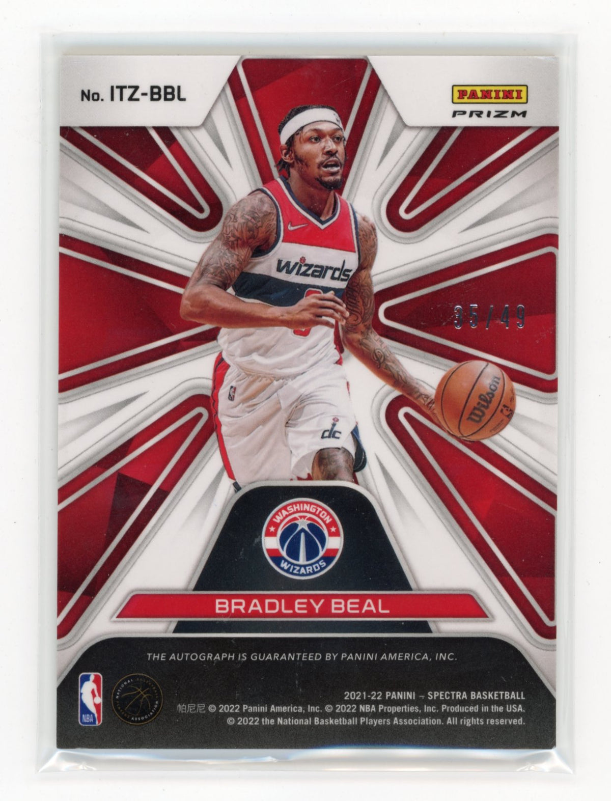 2021-22 Panini Spectra Bradley Beal #ITZ-BBL In The Zone Autographs #/49