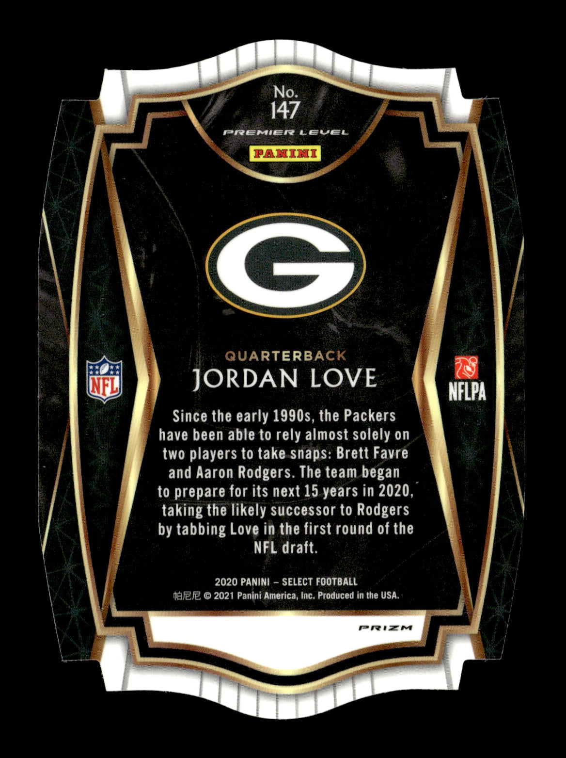 2020 Panini Select Jordan Love #147 Maroon Prizm Die Cut Green Bay Packers