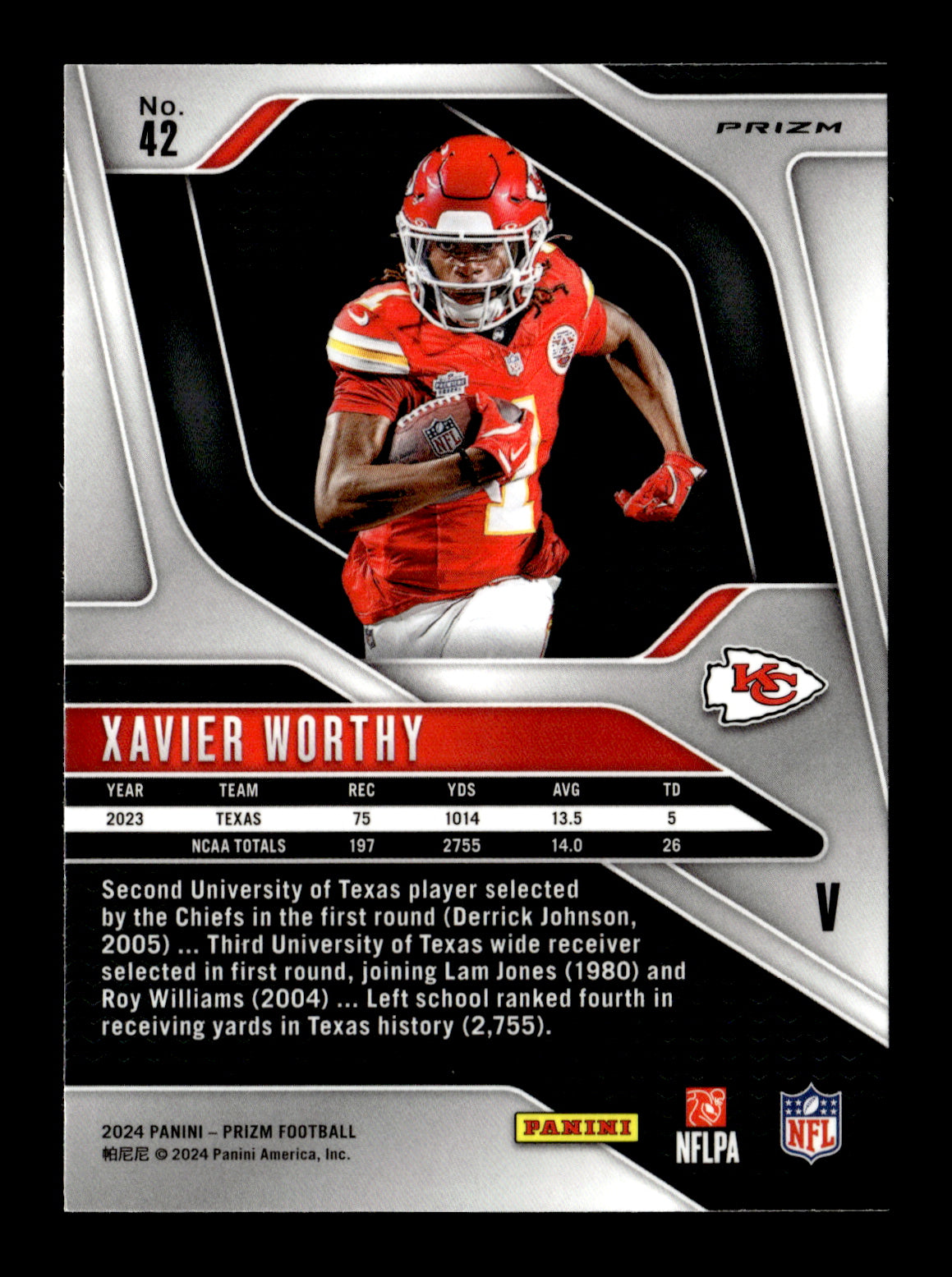 2024 Panini Prizm Xavier Worthy #42 Rookie Variations No Huddle Prizm