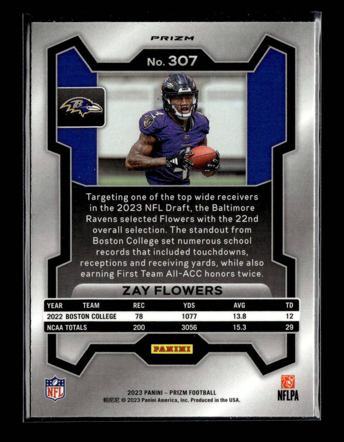 2023 Panini Prizm Zay Flowers #307 Green Wave Baltimore Ravens