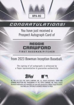 2023 Bowman Inception #BPA-RC Reggie Crawford Autographs #/250 Giants