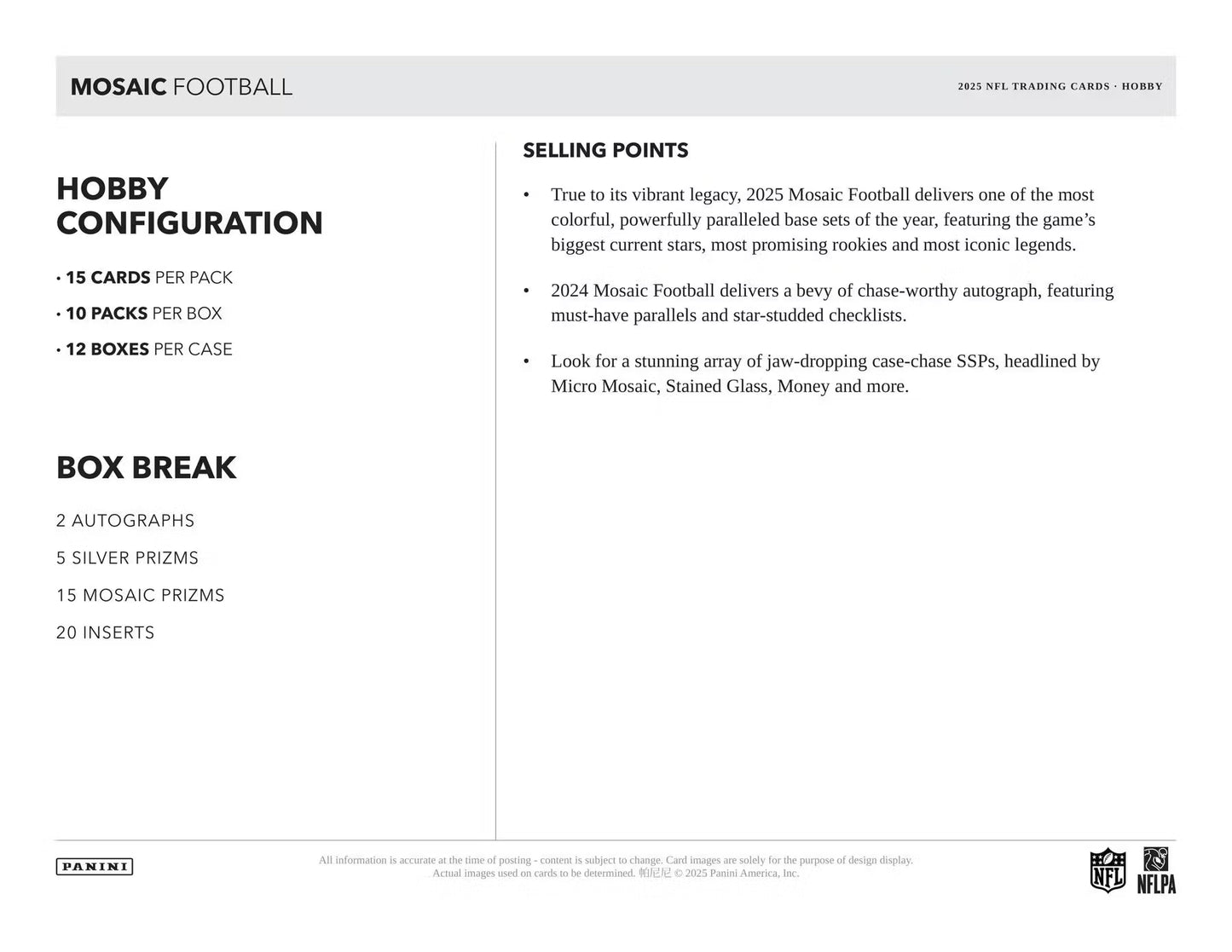 PRESALE - 2025 Panini Mosaic Football Hobby Box